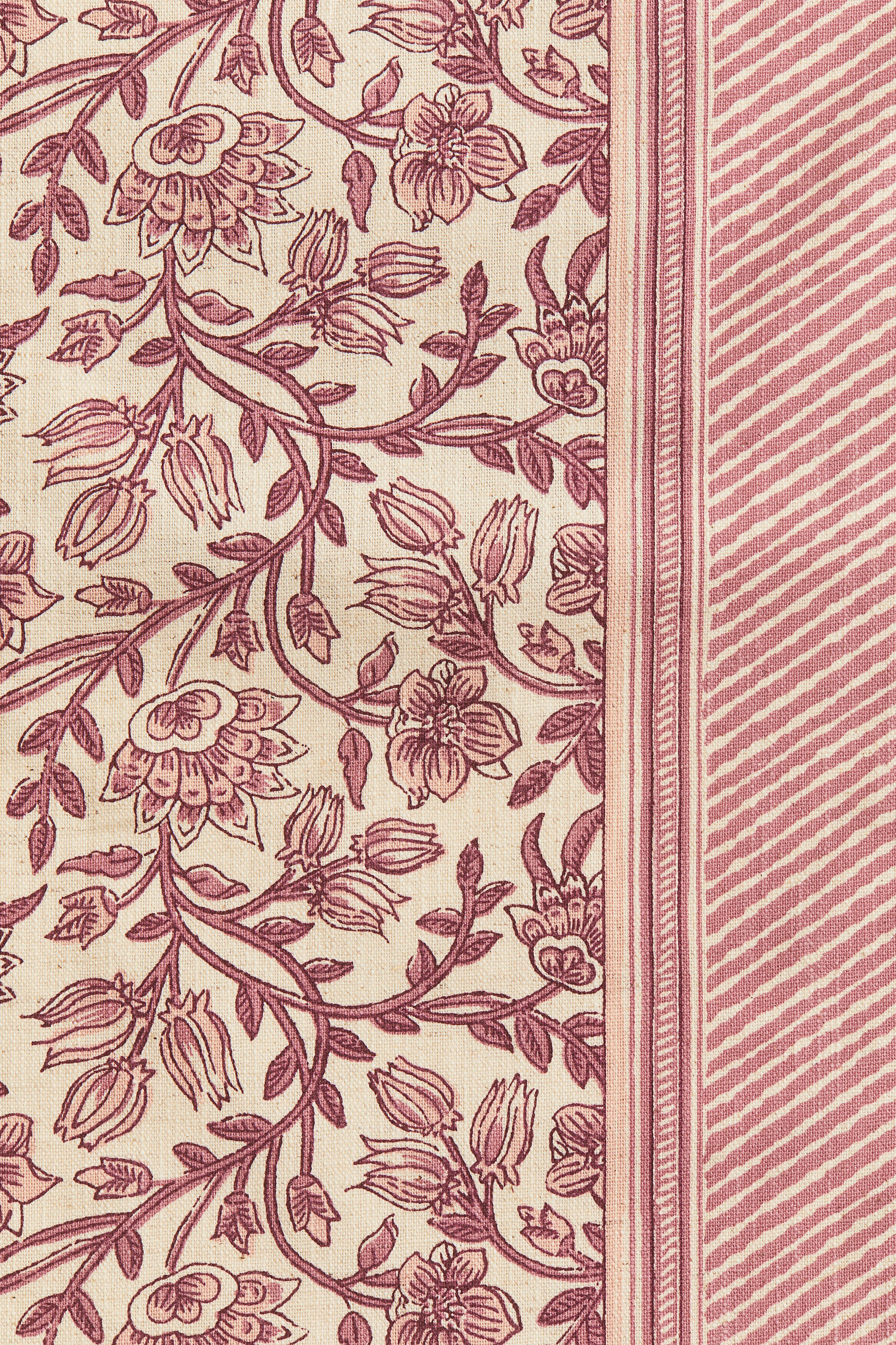 Heimtexland Landhaus Rozen Tafelloper 40x150 Cm - Crème Roze Jacquard Met Bloemenprint
