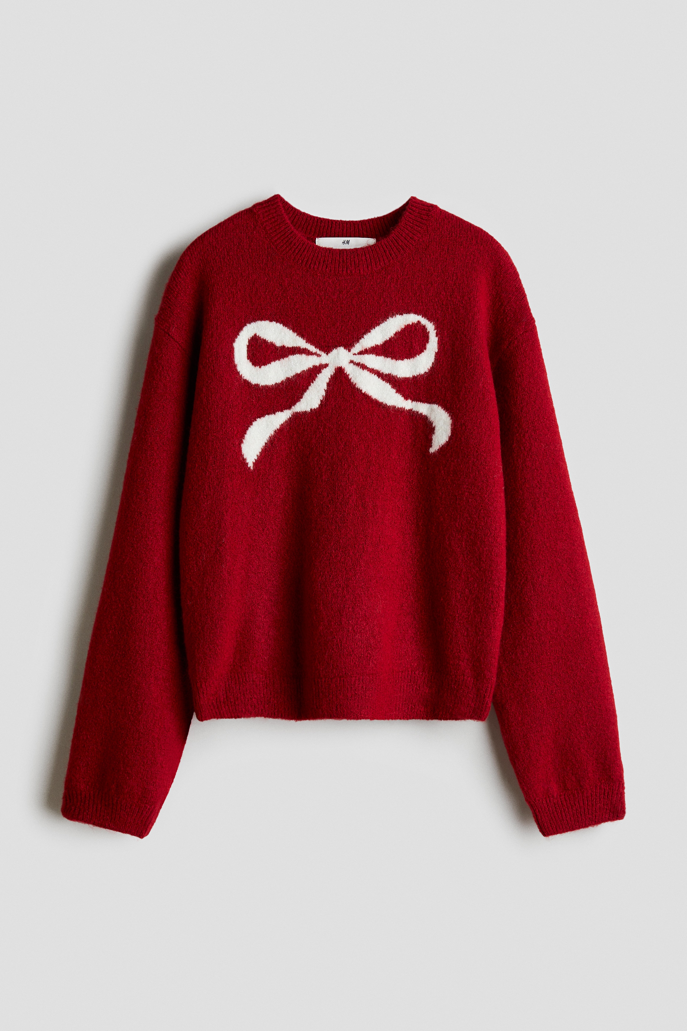 Jacquard-Knit Sweater - Red/bow