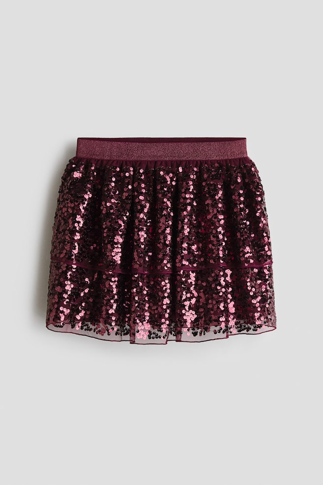 Sequined skirt - Dark plum red - 1