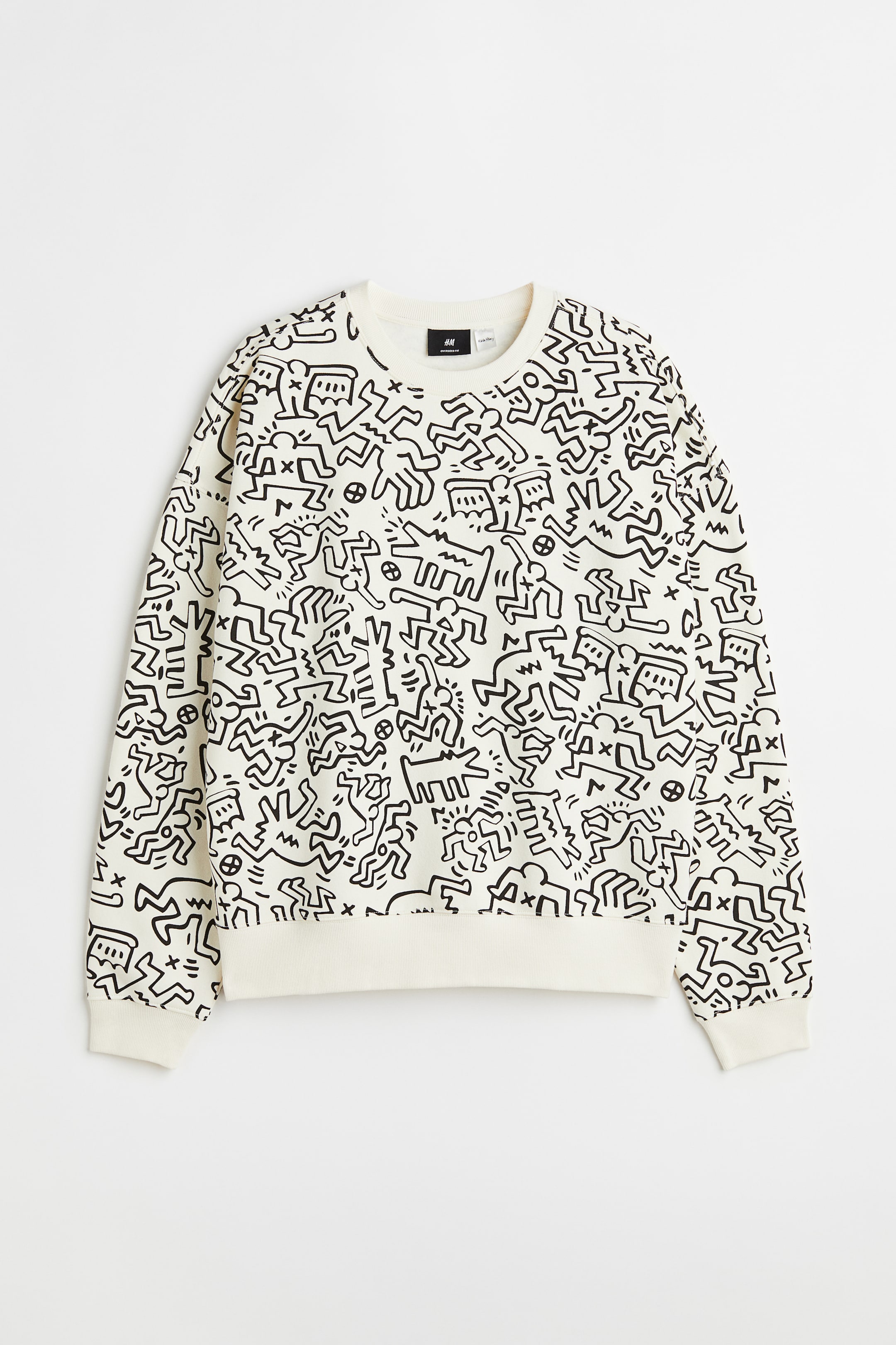 Relaxed Fit Sweatshirt Crewneck Long sleeve Cream/Keith Haring Men H&M US