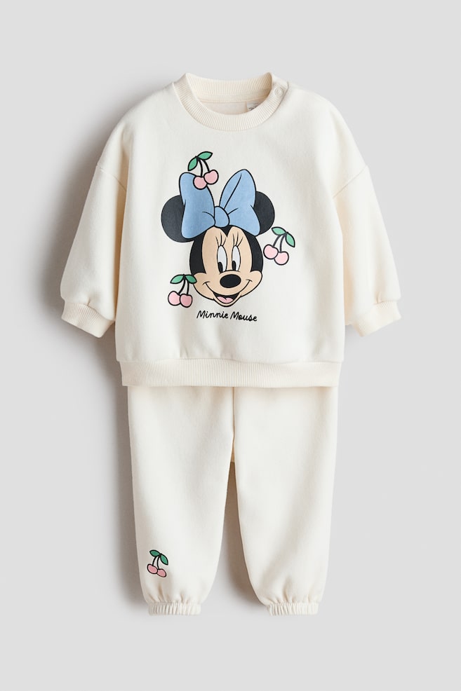 2-piece printed sweatshirt set - Cream/Minnie Mouse/Light pink/Hello Kitty/Light beige/Minnie Mouse - 1