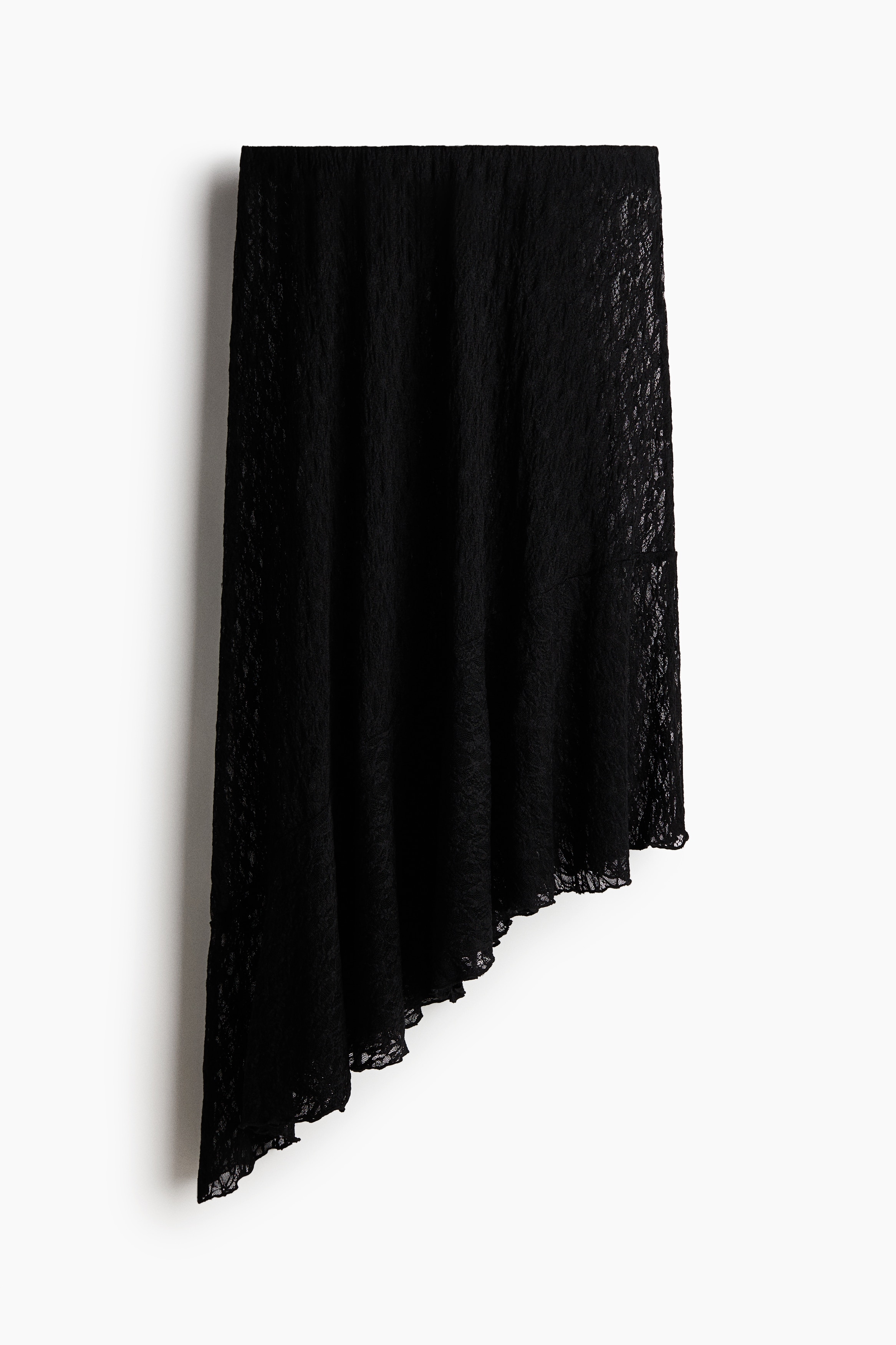 Asymmetric Lace Skirt - Black