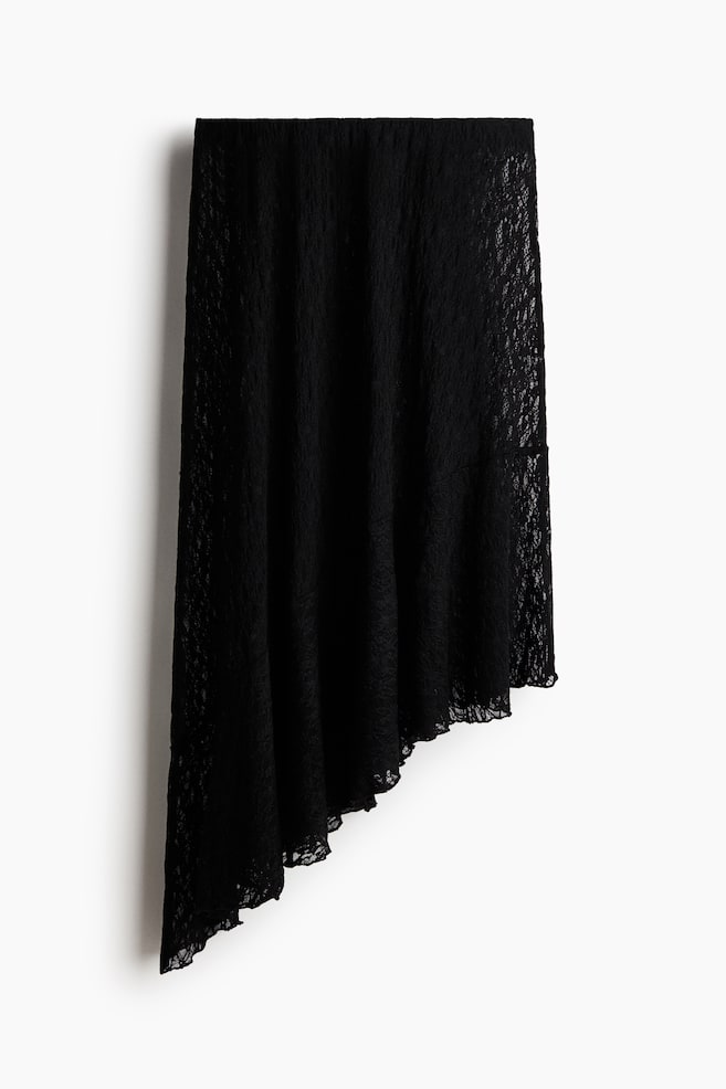 Falda asimétrica de encaje - Negro - 1
