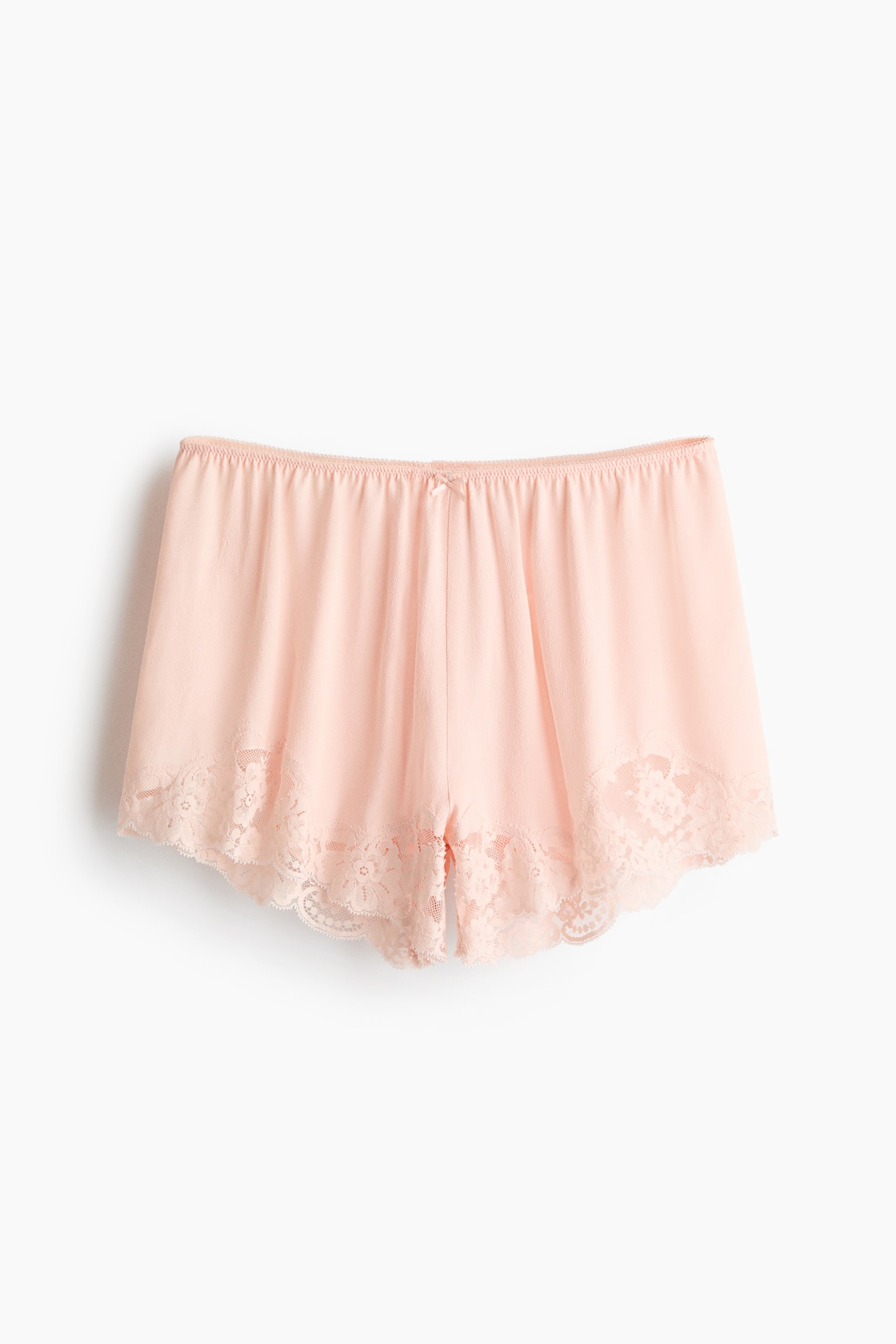 Lace-trimmed pyjama shorts - Light peach pink/Cream/Light pink - 2