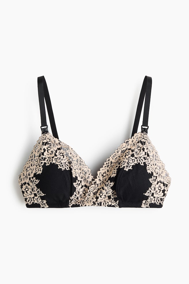 MAMA Padded lace nursing bra - Black/Cream - 1
