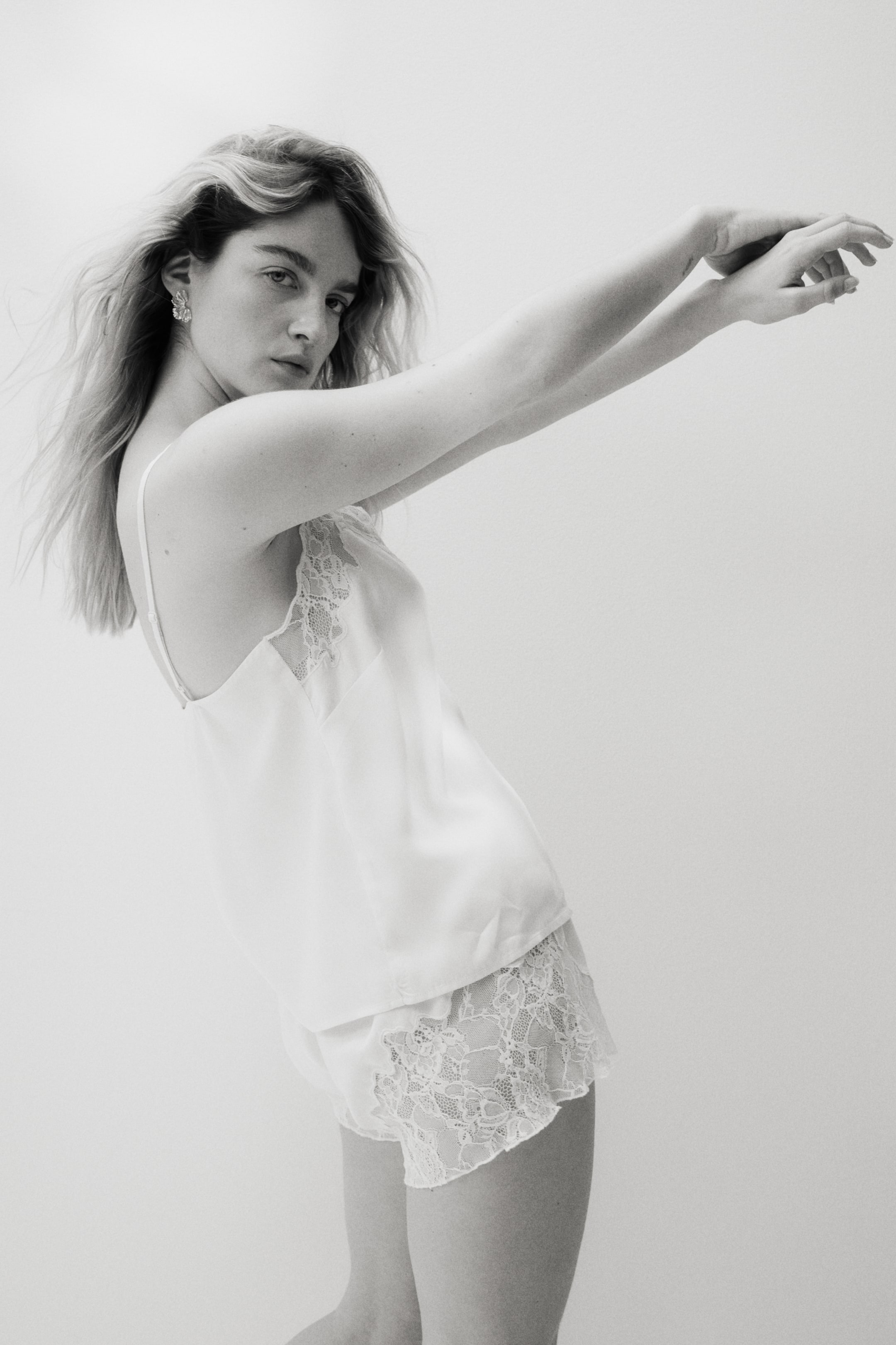 Lace-Trimmed Satin Pajamas