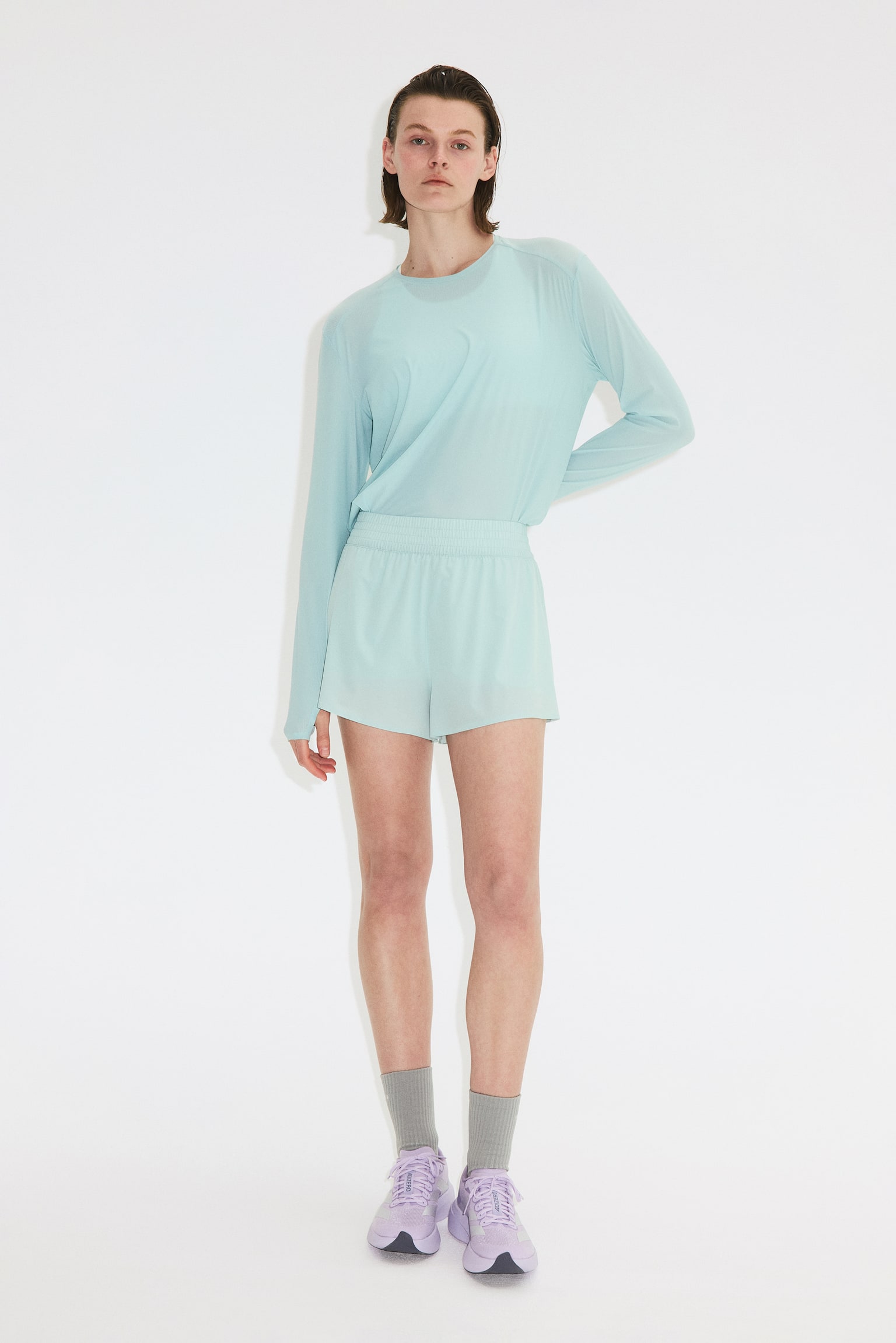 Short de sport double épaisseur - Bleu amazonite/Jaune beurre/Blush/Noir/Gris argile foncé/Lilas - 4