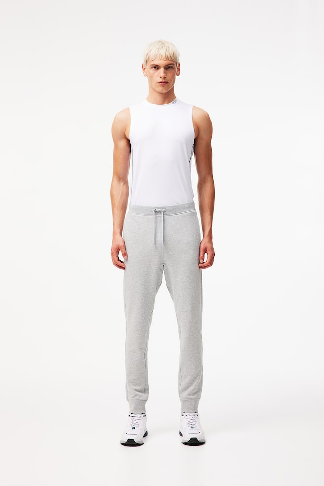 Pantalons jogger de sport en coton - Gris clair chiné/Marron/Noir - 1