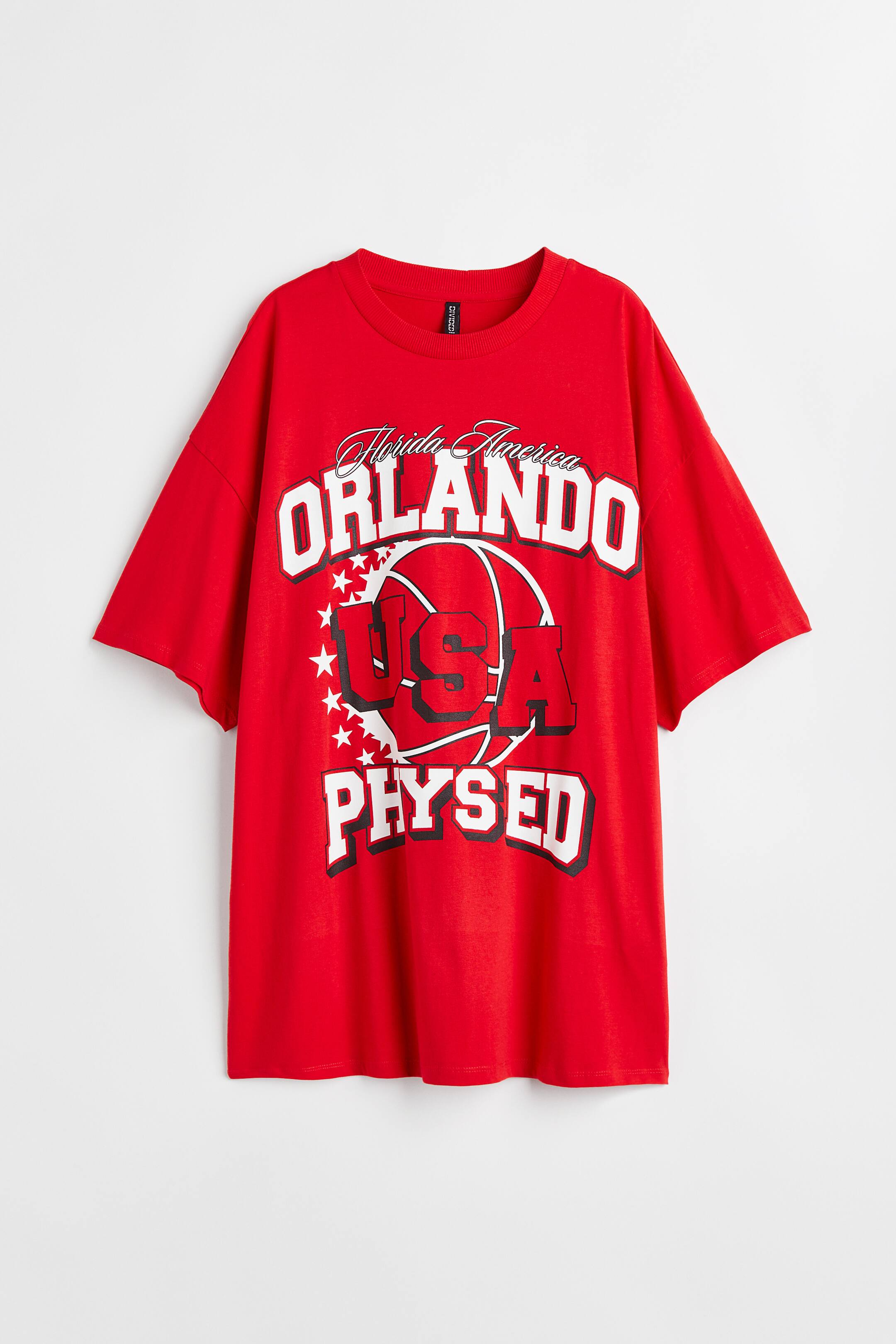 View larger image: Oversized Printed T-Shirt - Red/Orlando - Ladies | H&M PH 1