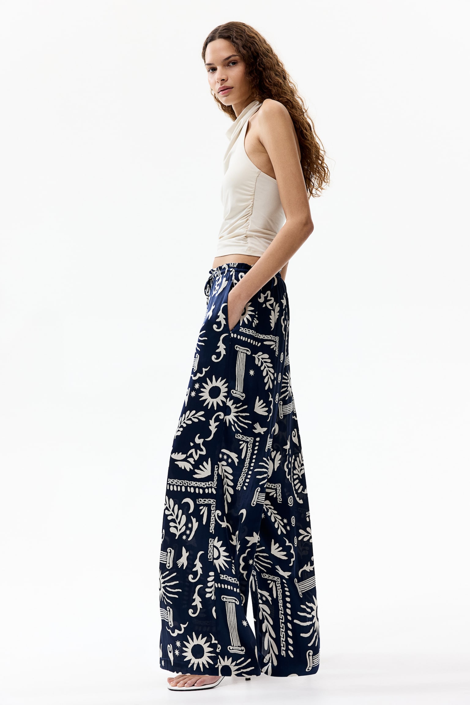 Satin drawstring trousers - 4
