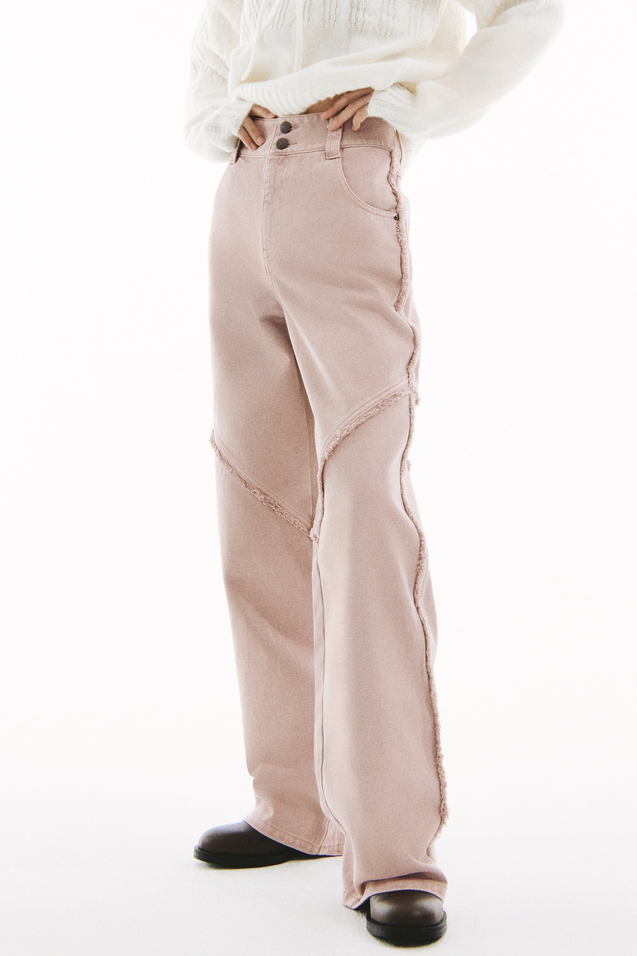 拡大画像を表示: フレイドトリムデニム - パウダーピンク - レディース | H&M JP 2