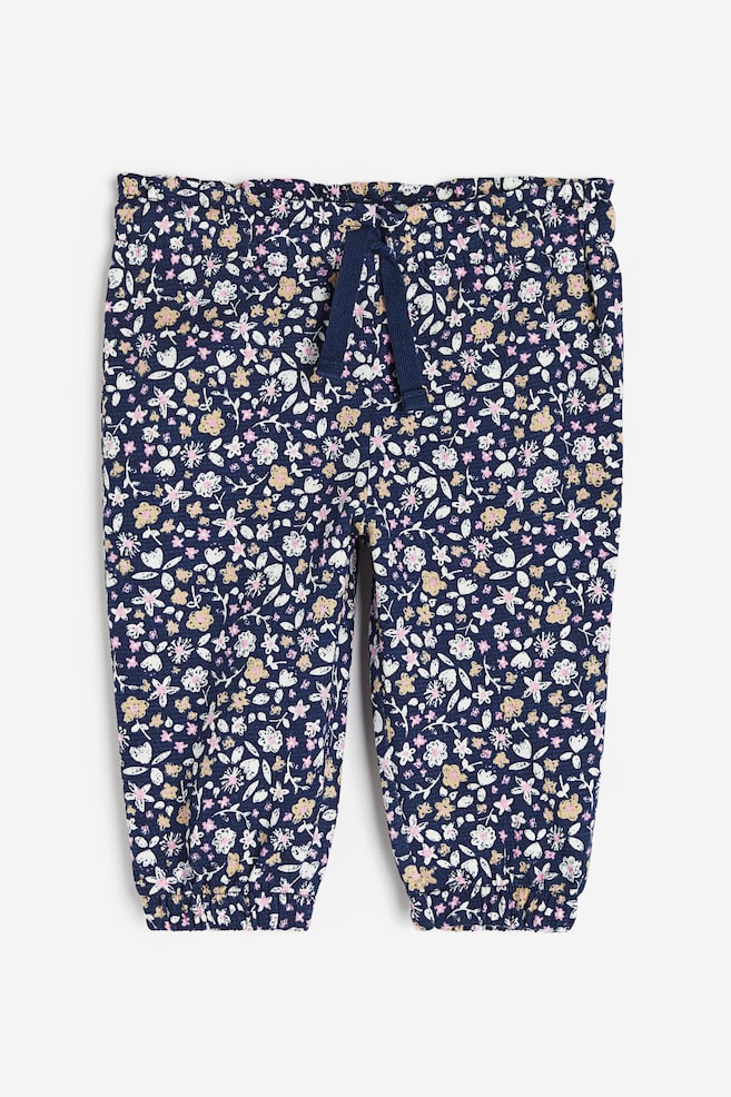 Pantalon jogger en coton - Bleu foncé/fleuri/Rose/blanc - 1