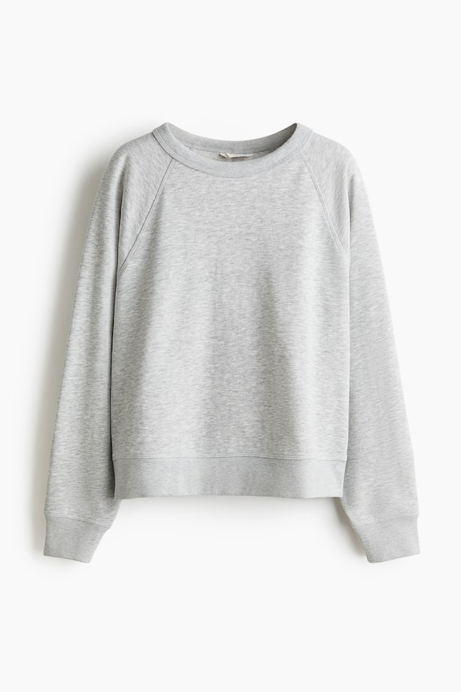 Raglan-Sleeved Sweatshirt - Light gray melange/Truffle gray/Dark brown - 1