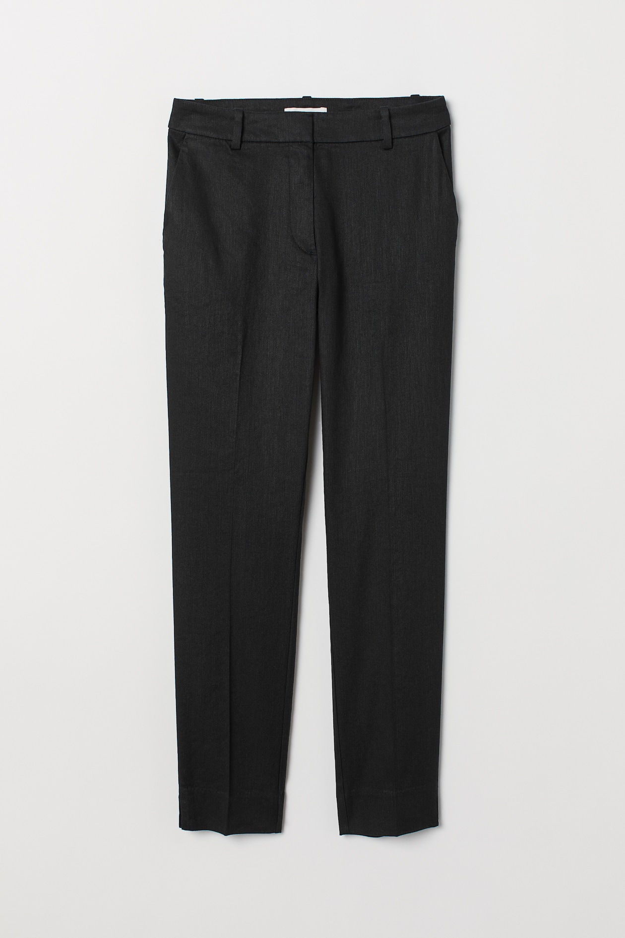 Linen-blend cigarette trousers - Regular waist - Ankle length - Black ...