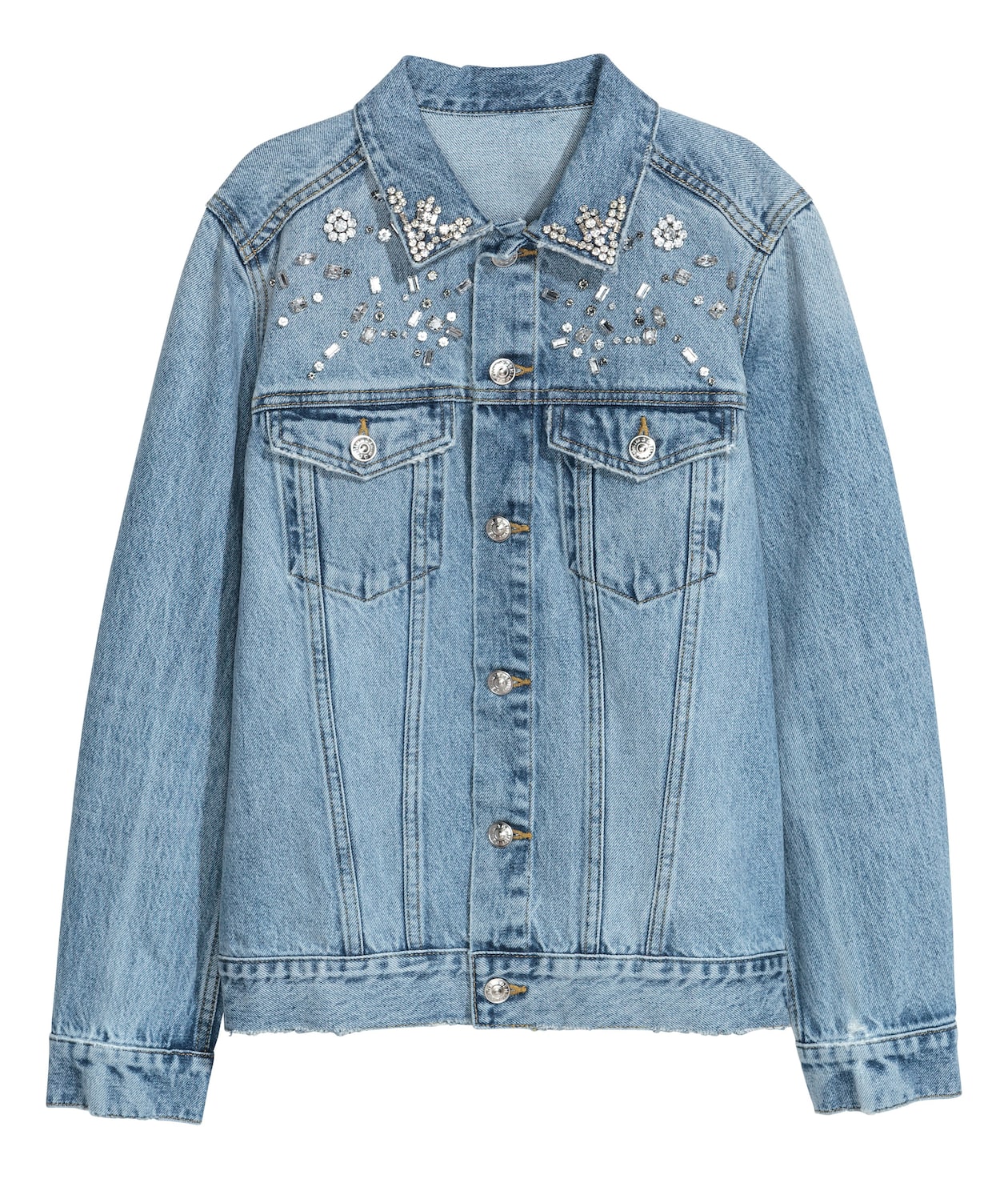 Cropped Glitzer Jeansjacke Jeansjacke Mit Strass Helles Denim