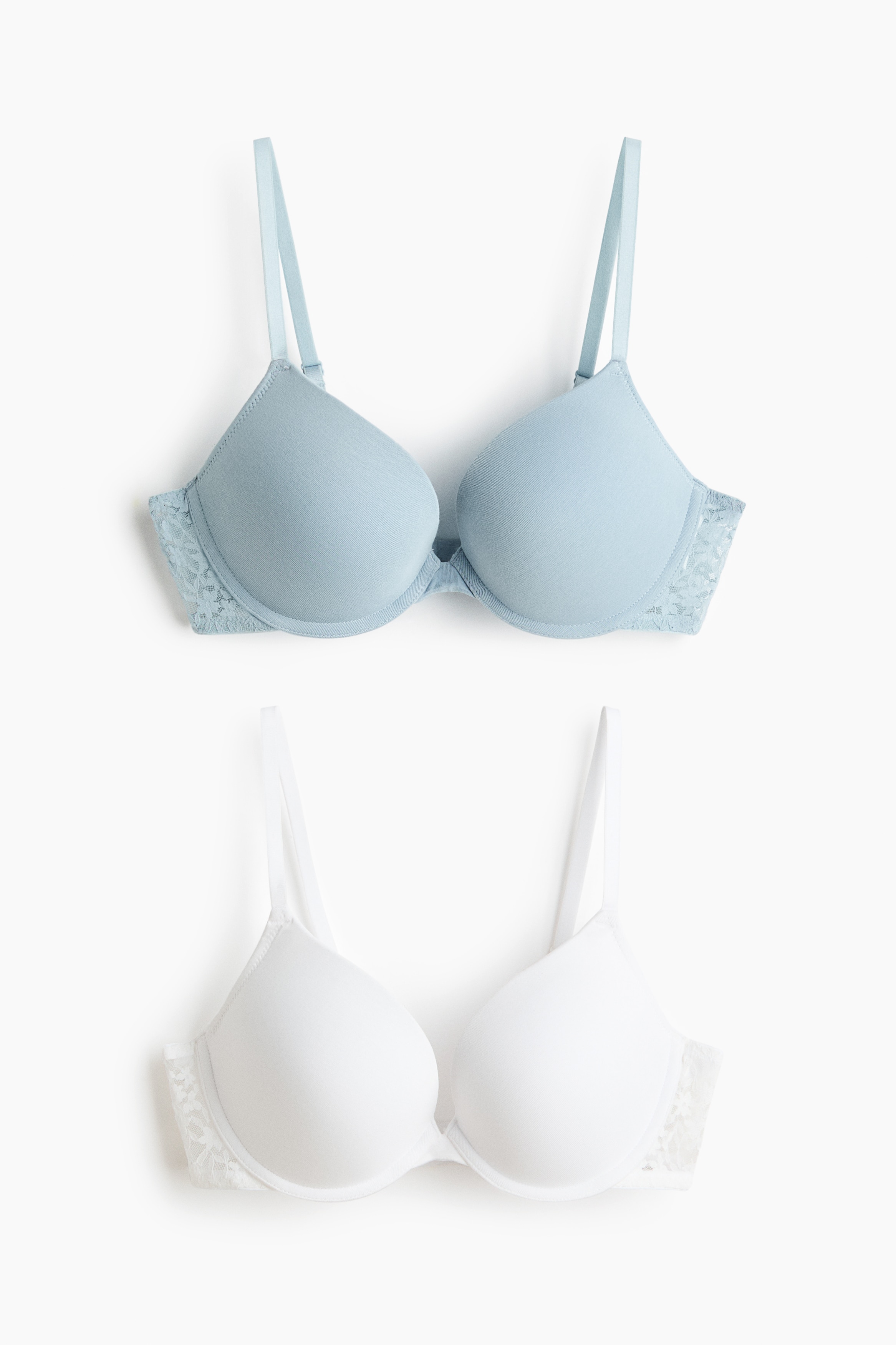 2er-Pack Push-up-BHs - Hellblau/Weiß/Beige/Schwarz