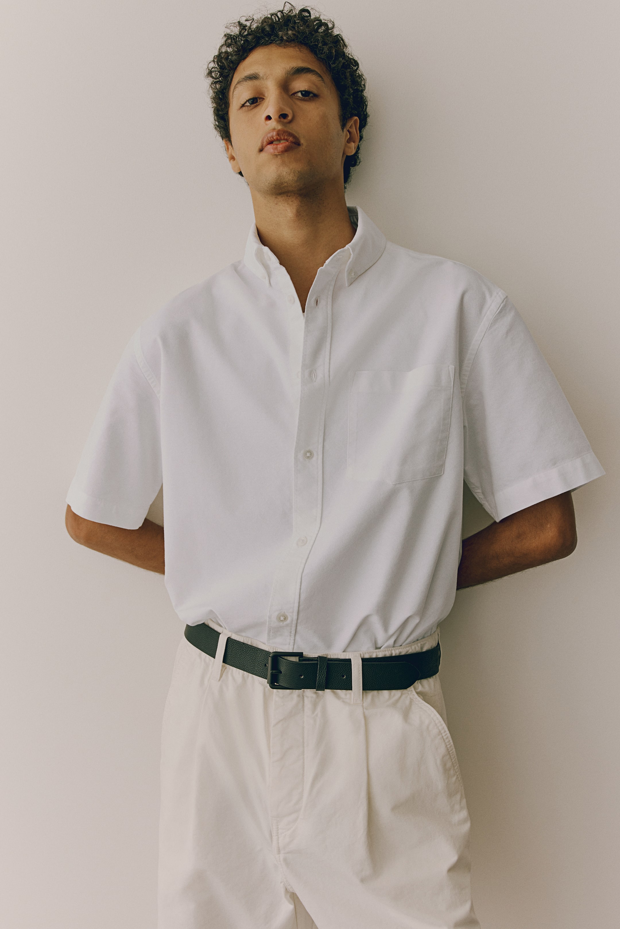 Loose Fit Short-Sleeved Oxford Shirt