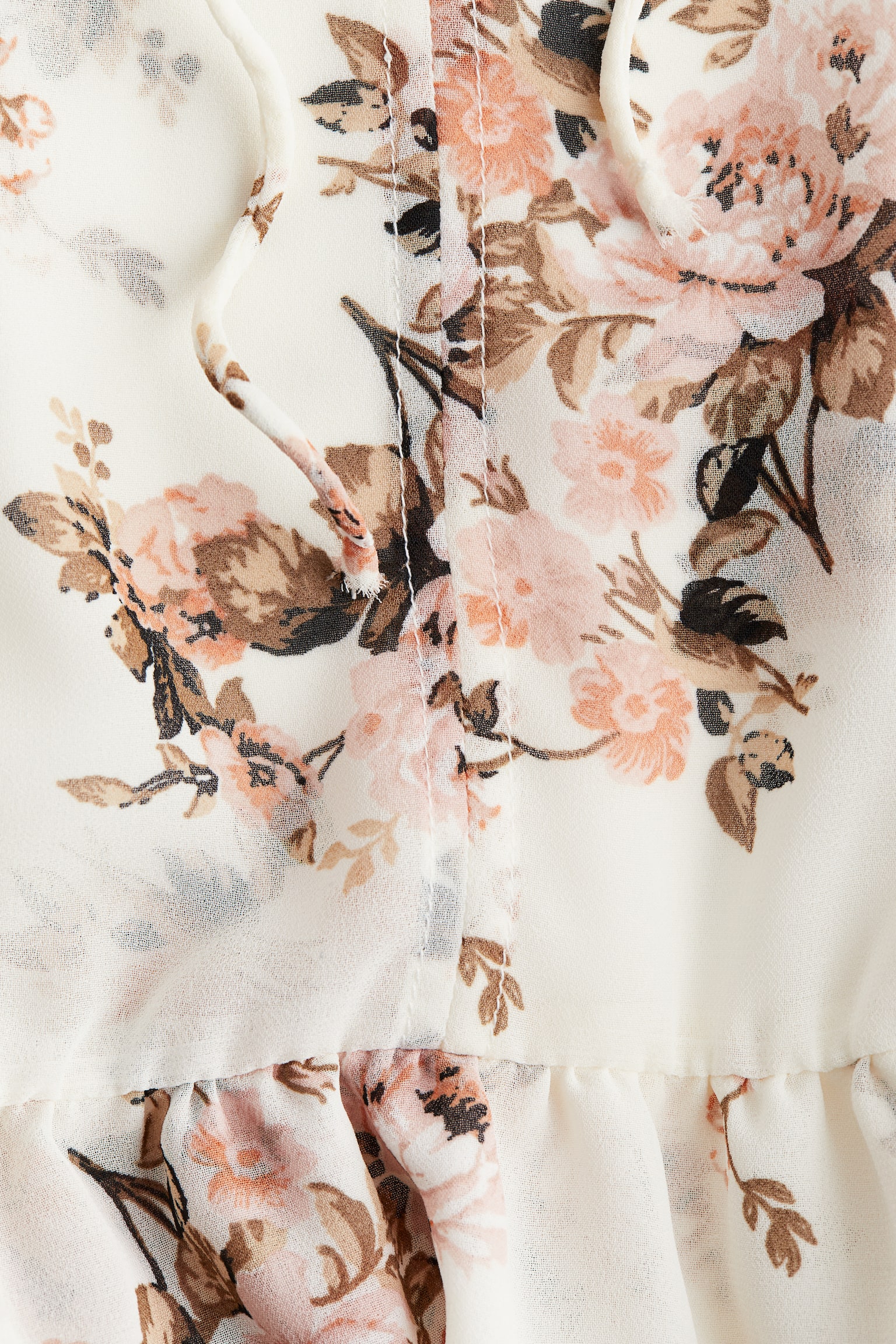 Flounced chiffon blouse - Cream/Floral/Black/Apricot - 3