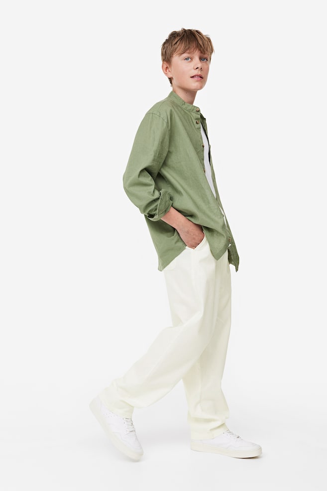 Loose Fit linen-blend trousers - White/Light beige/Light khaki green/Light grey-blue/dc - 5