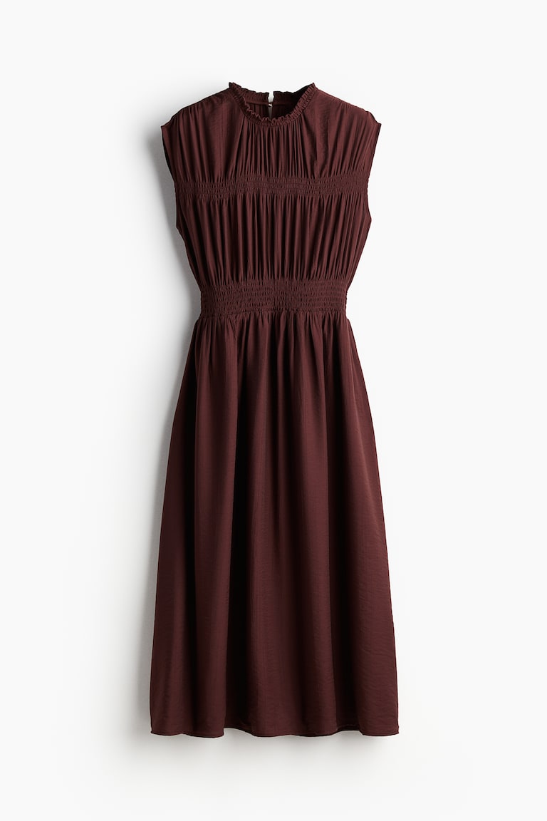 Smock-detail dress - Burgundy Smock-detail dress - Burgundy