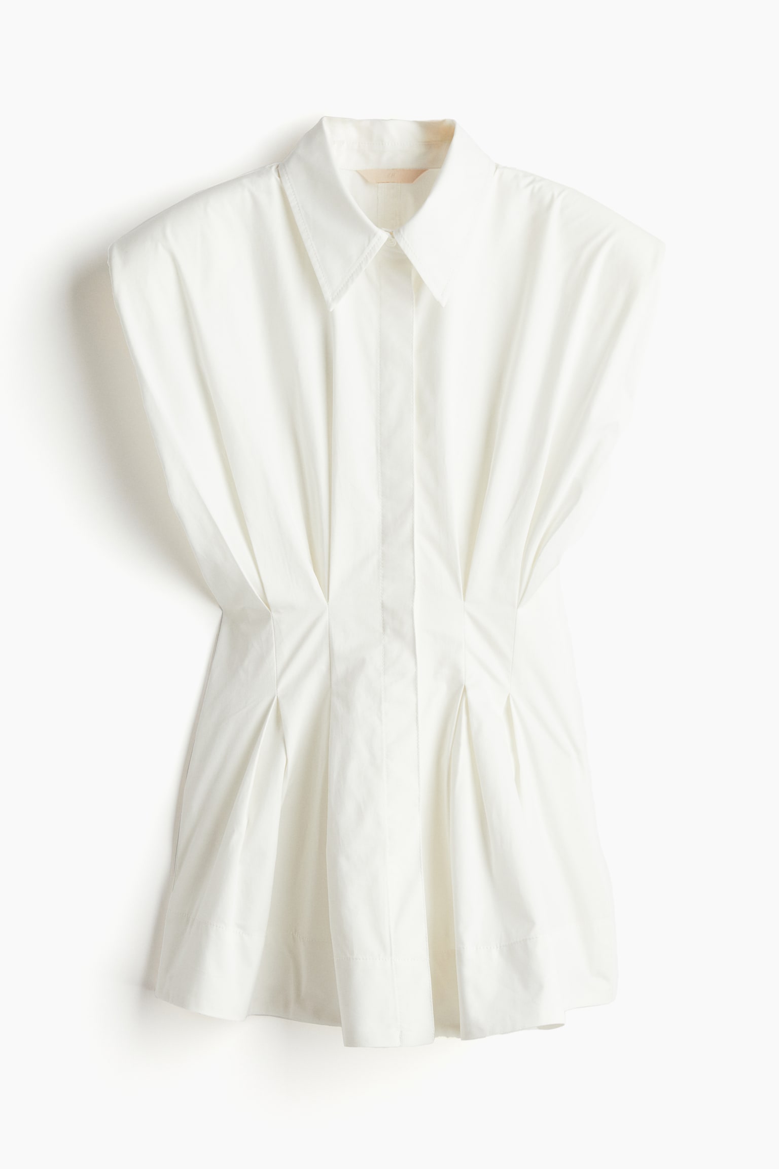 Waisted Cotton Blouse - White - 2