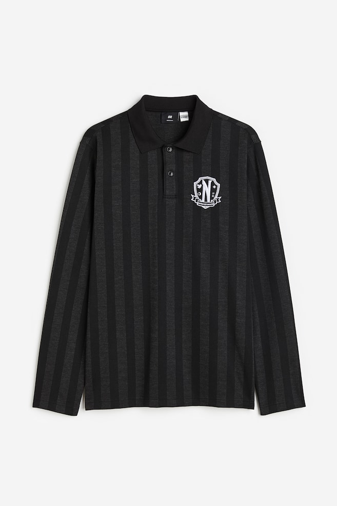 Regular Fit Long-sleeved polo shirt - Black/Wednesday - 2