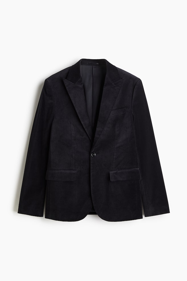 Slim Fit Velvet jacket - Navy blue - 1