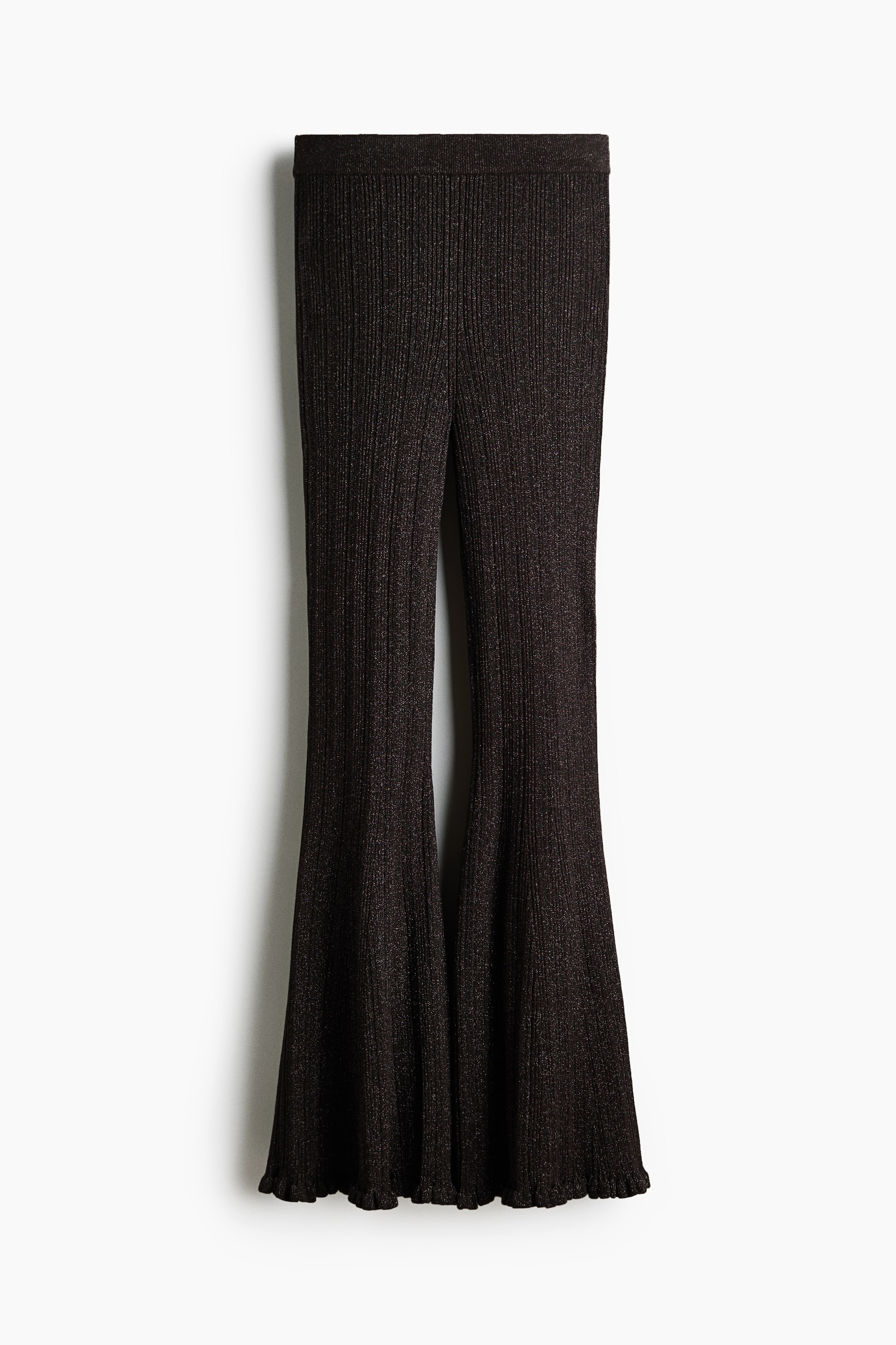 Nagyobb kép megtekintése: Fénylő bordáskötött nadrág - Sötétbarna/csillámló | H&M HU 4