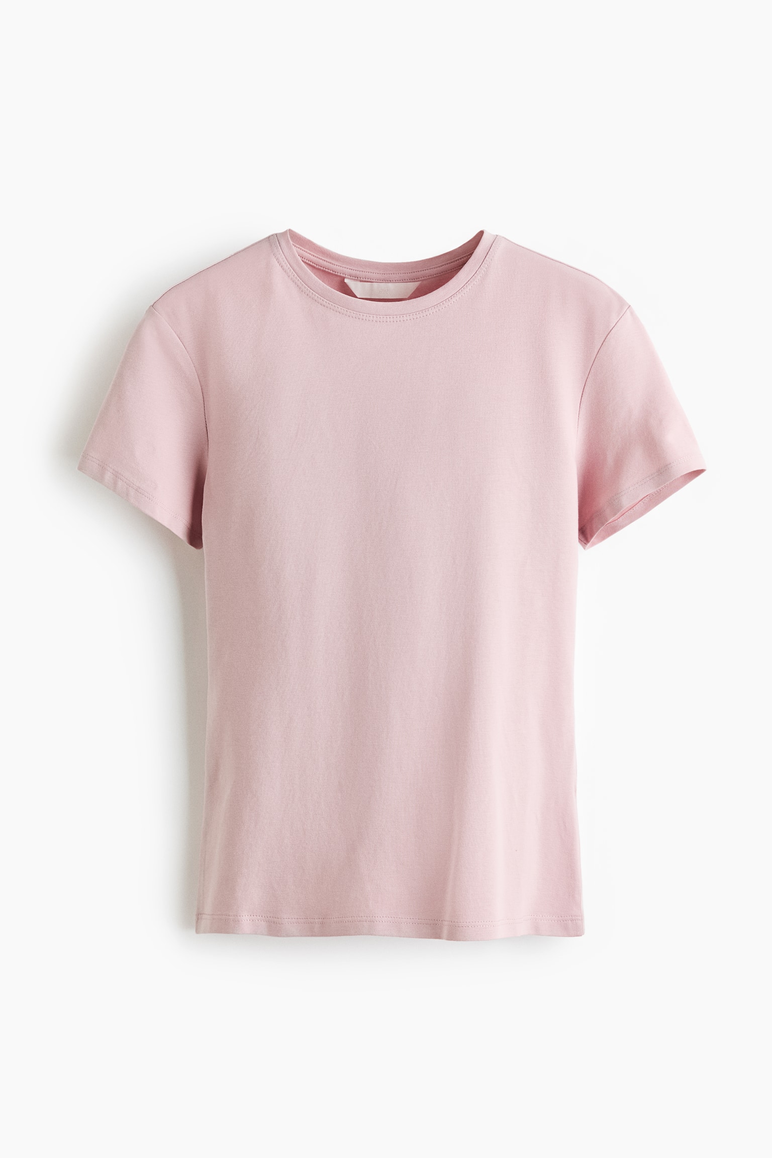 Áo thun ôm cotton pha - Màu hồng khói nhạt/Màu trắng/Màu nâu đậm/Màu đen - 1