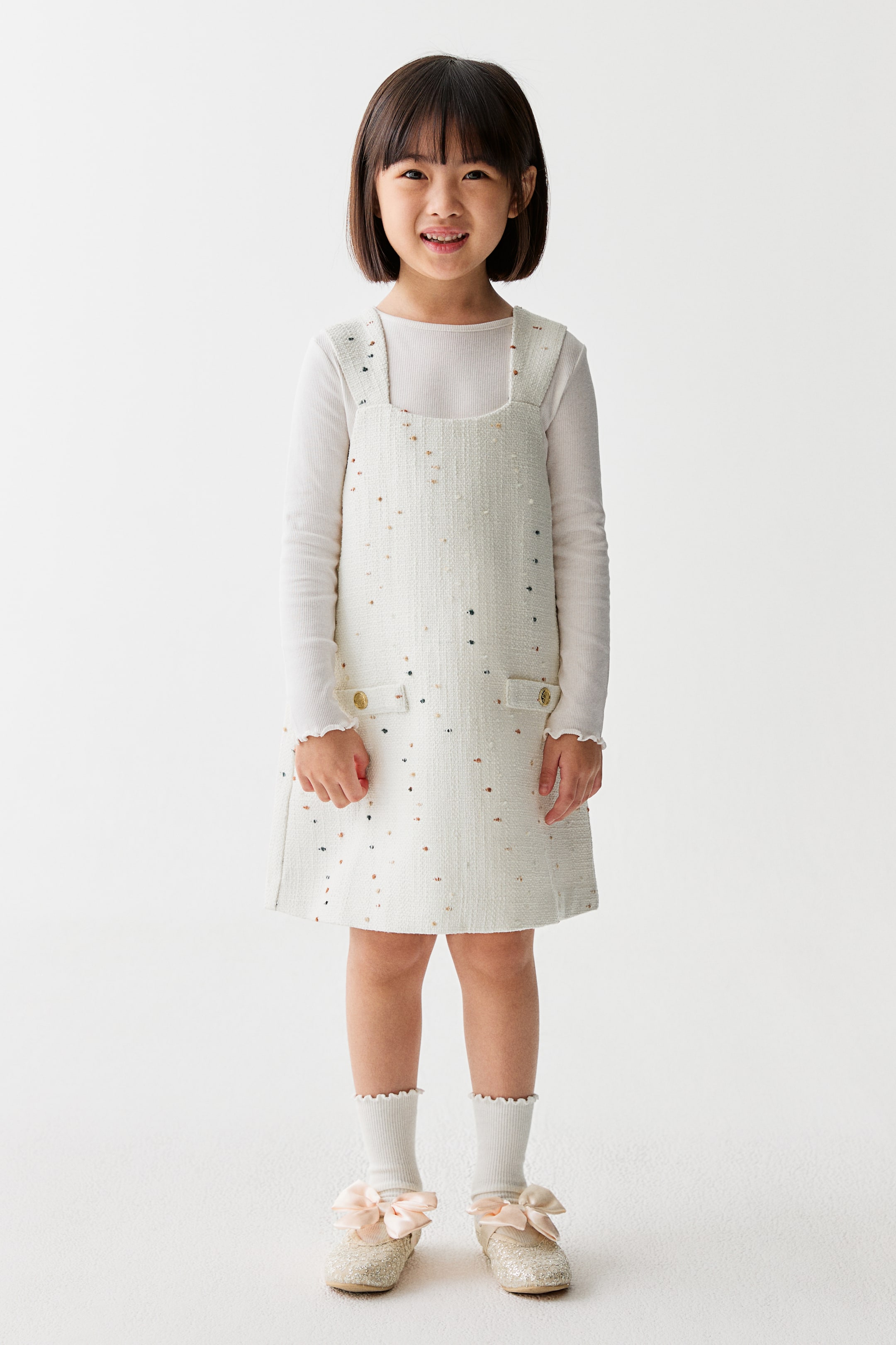拡大画像を表示: ブークレシフトドレス - ホワイト/ドット - Kids | H&M JP 1