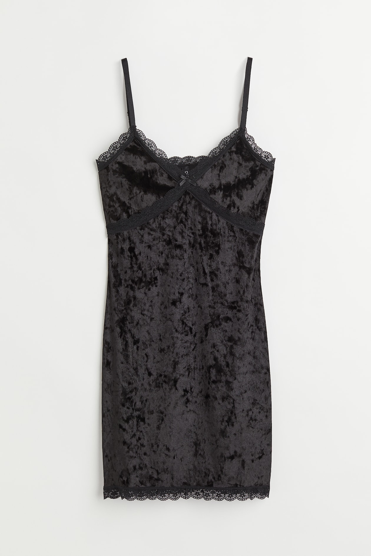 Ribbed Lace-trimmed Dress - V-neck - Sleeveless - Black - Ladies | H&M US