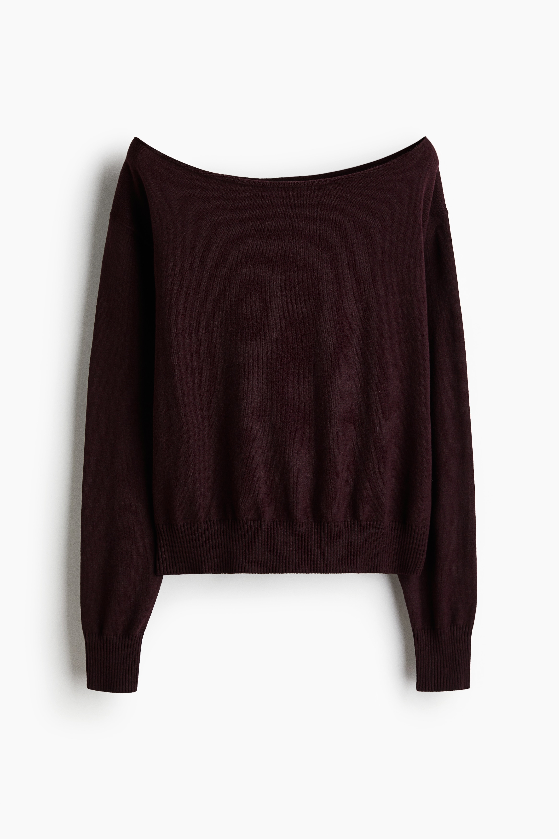 Off-the-shoulder jumper - Burgundy/Navy blue/Light pink/Light yellow/Olive green/White/Black