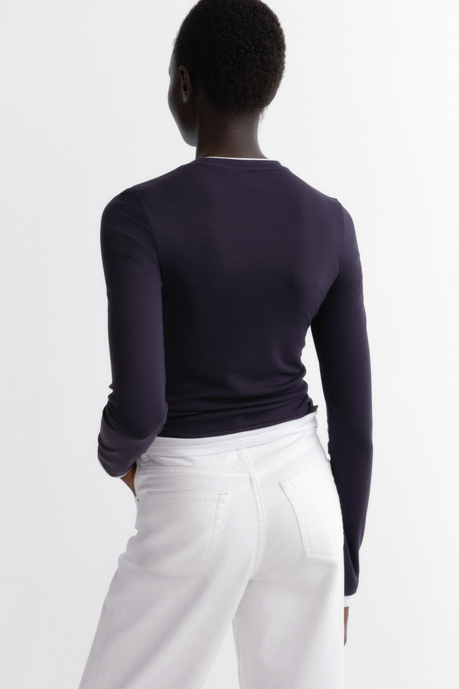 Layered-look top - Navy blue/White/Light pink/White/Light grey marl/white - 3