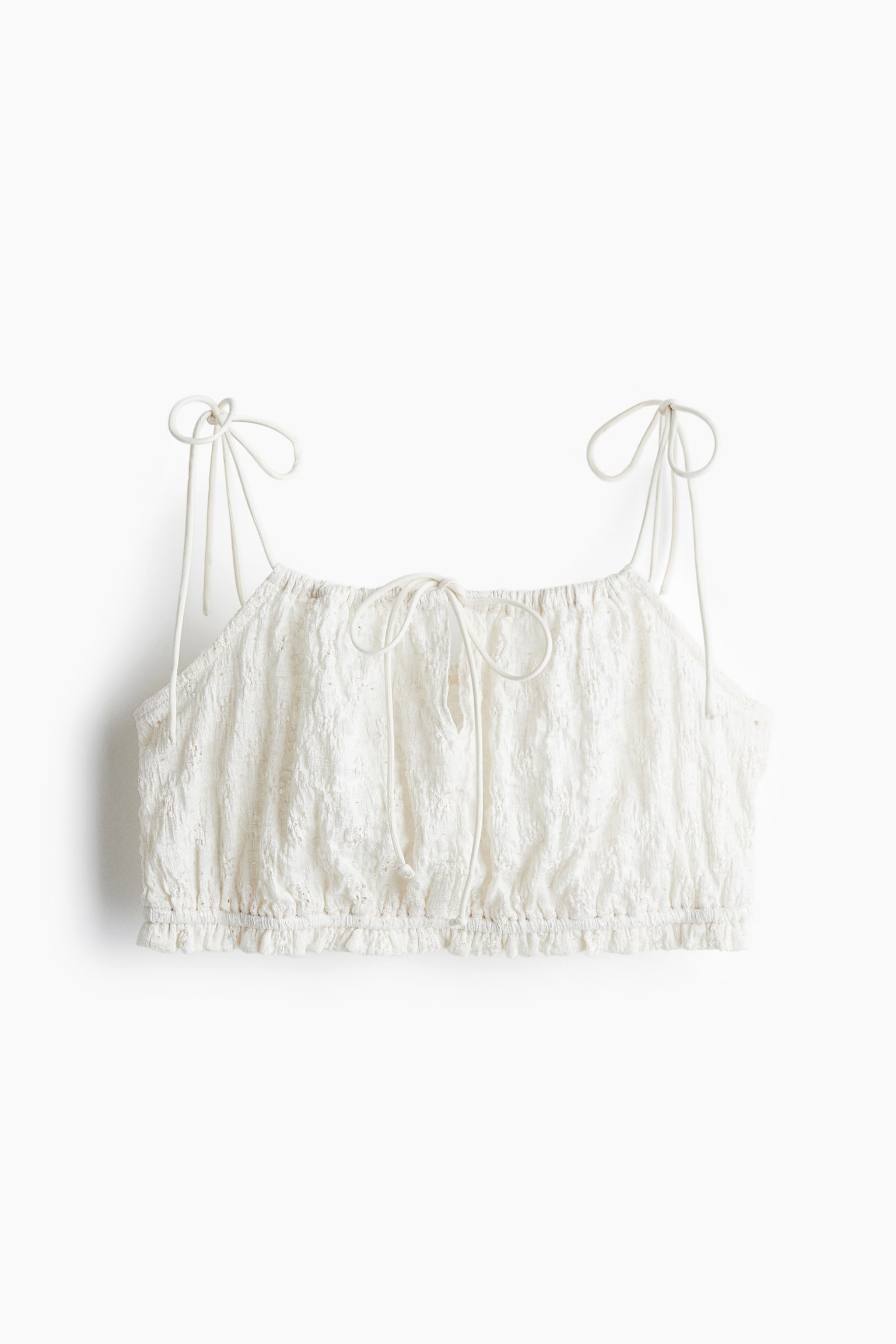Женский топ H&M Tie-Top Lace-Look Crop Top, цвет: Белый — фото 1