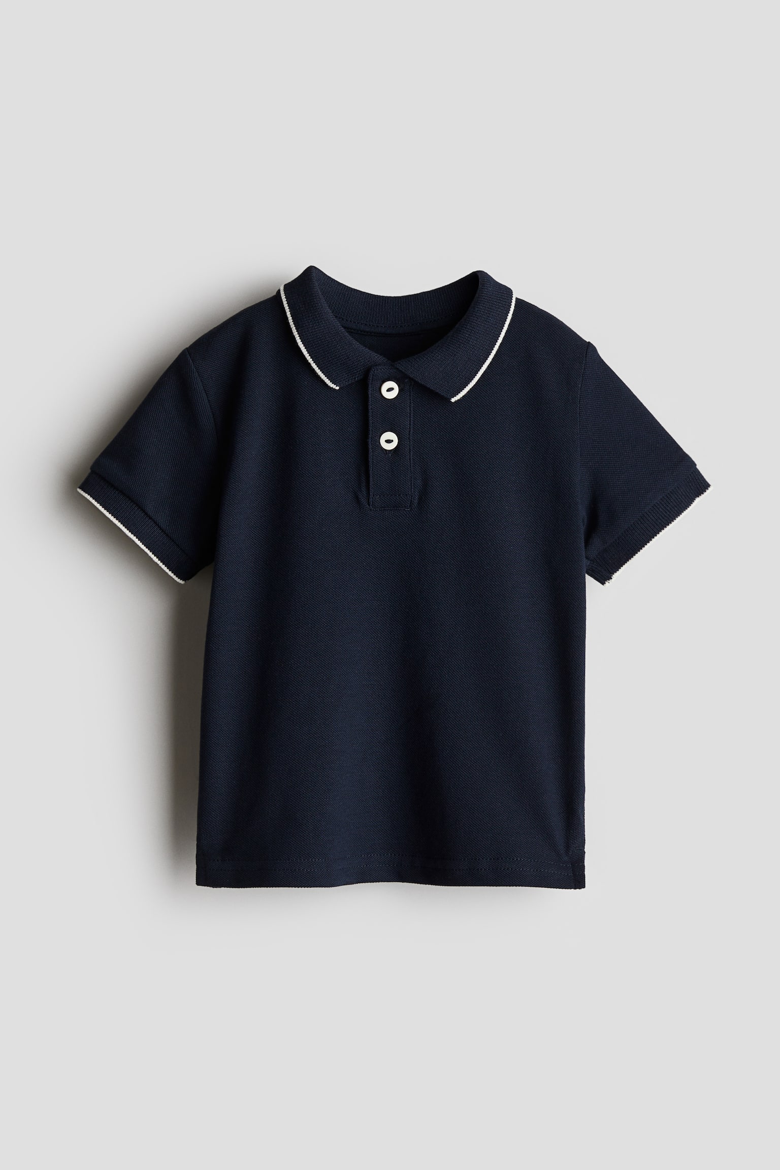 Cotton piqué polo shirt - Navy blue/Light beige - 1