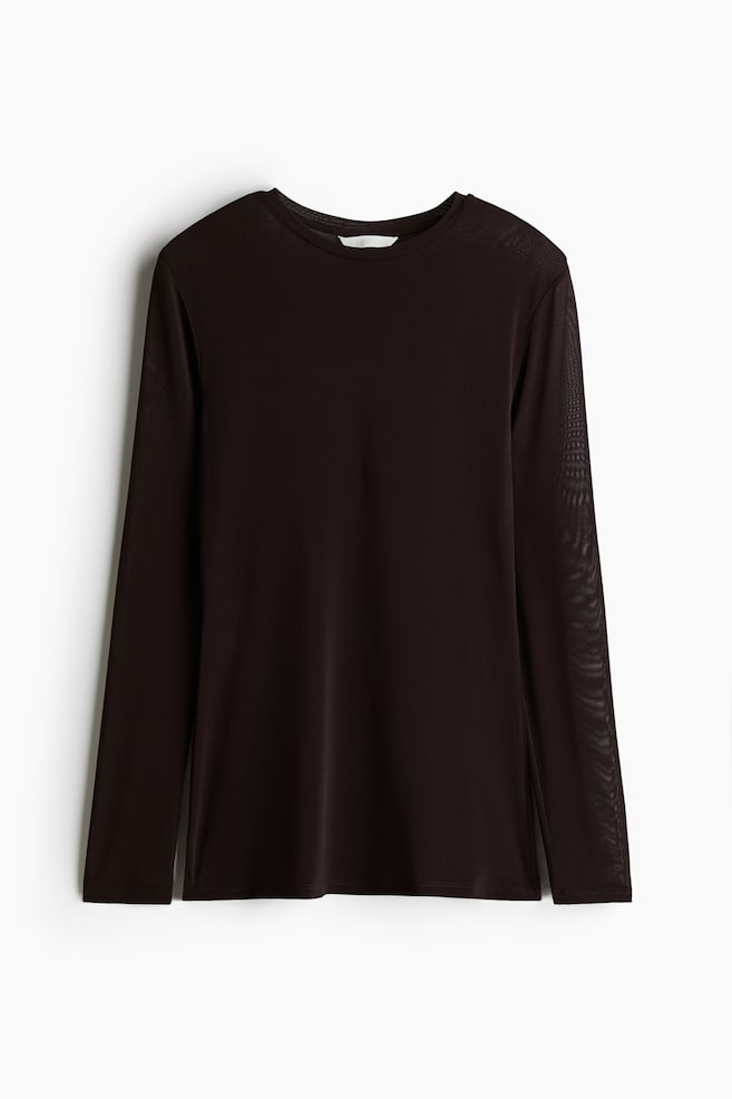 Fitted top - Dark brown/Dark beige - 1