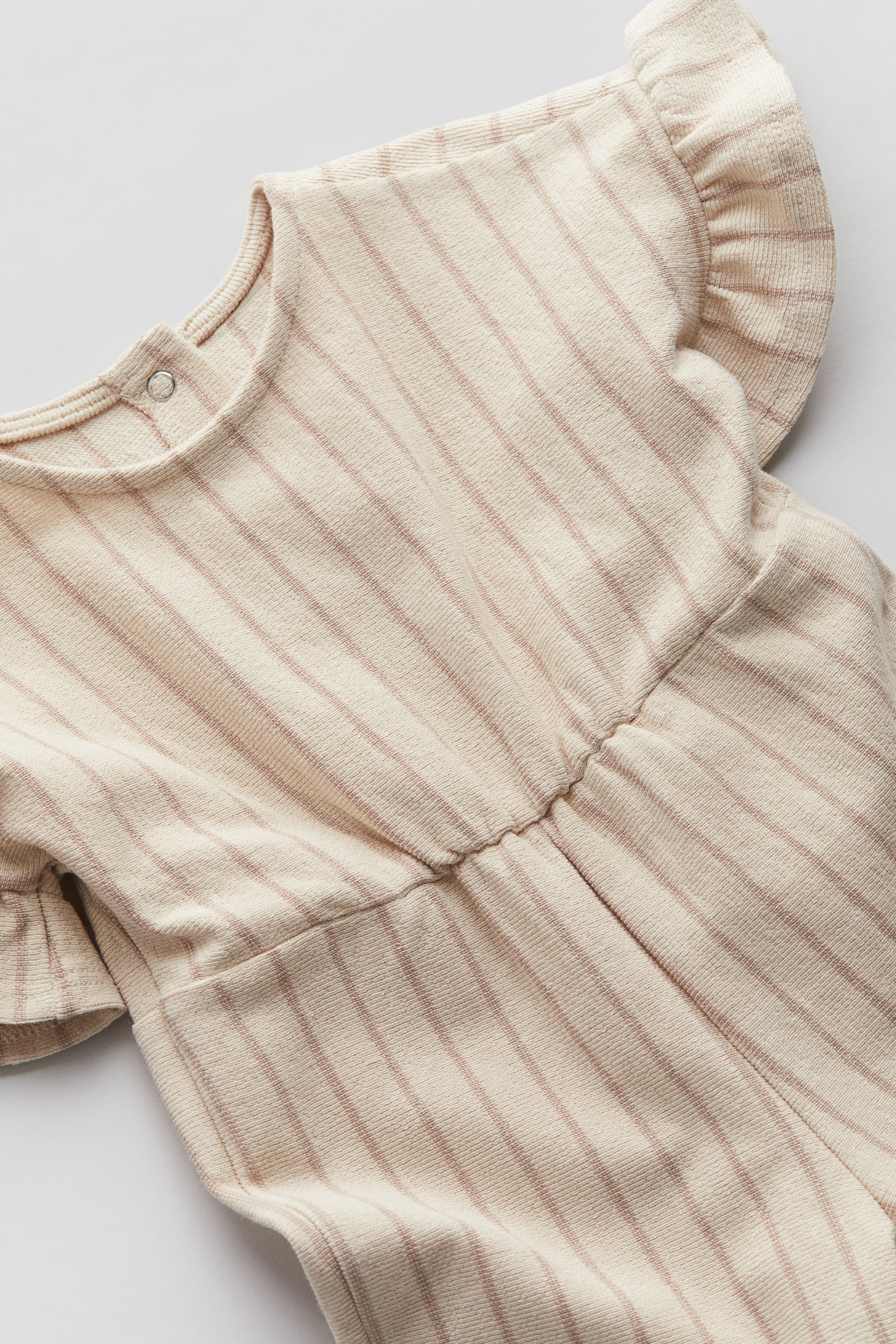 Short Sleeve Cotton Romper - Light beige/Stripe/White/Floral - 2