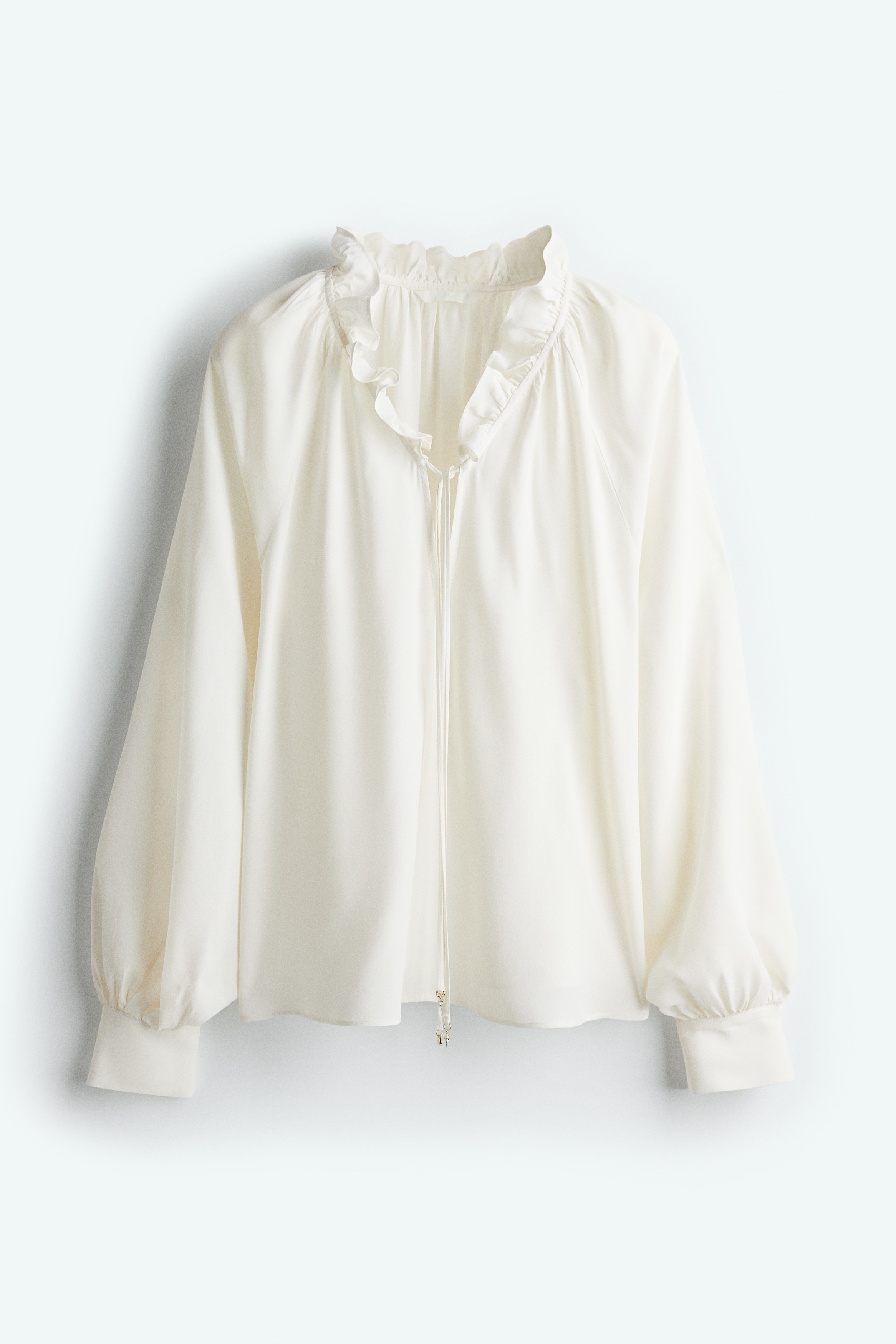 Frill-trimmed drawstring blouse