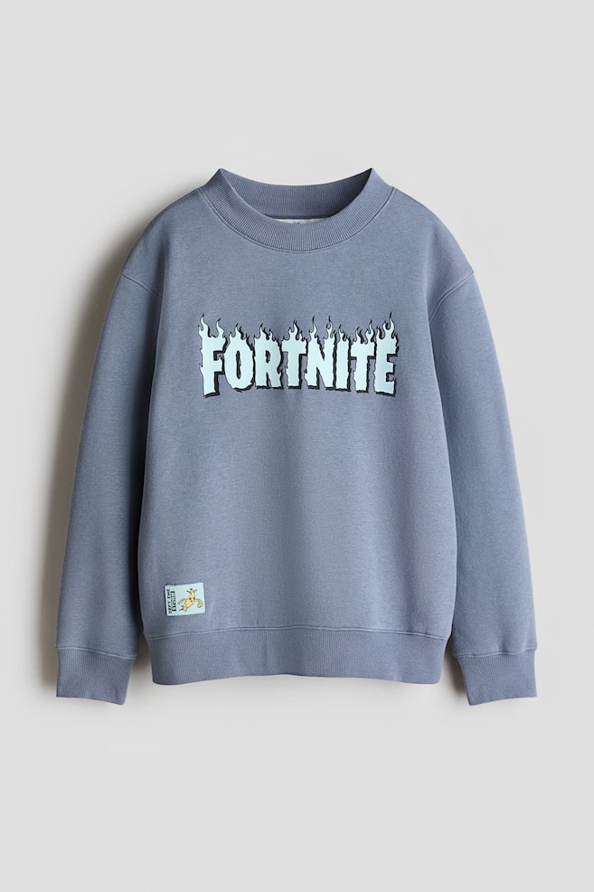 Printed brushed-inside sweatshirt - Steel blue/Fortnite/White/The Simpsons/Navy blue/Spider-Man - 1