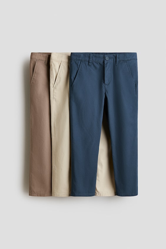 Детские брюки H&M 3-pack Cotton Twill Chinos