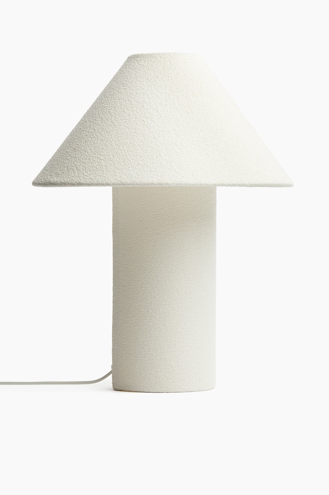 Bouclé-weave table lamp - White/Brown - 1