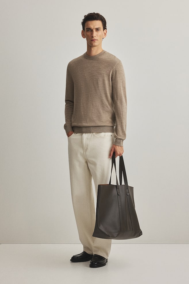 Regular-Fit Merino Wool Sweater - Beige/Dark blue/Black - 2