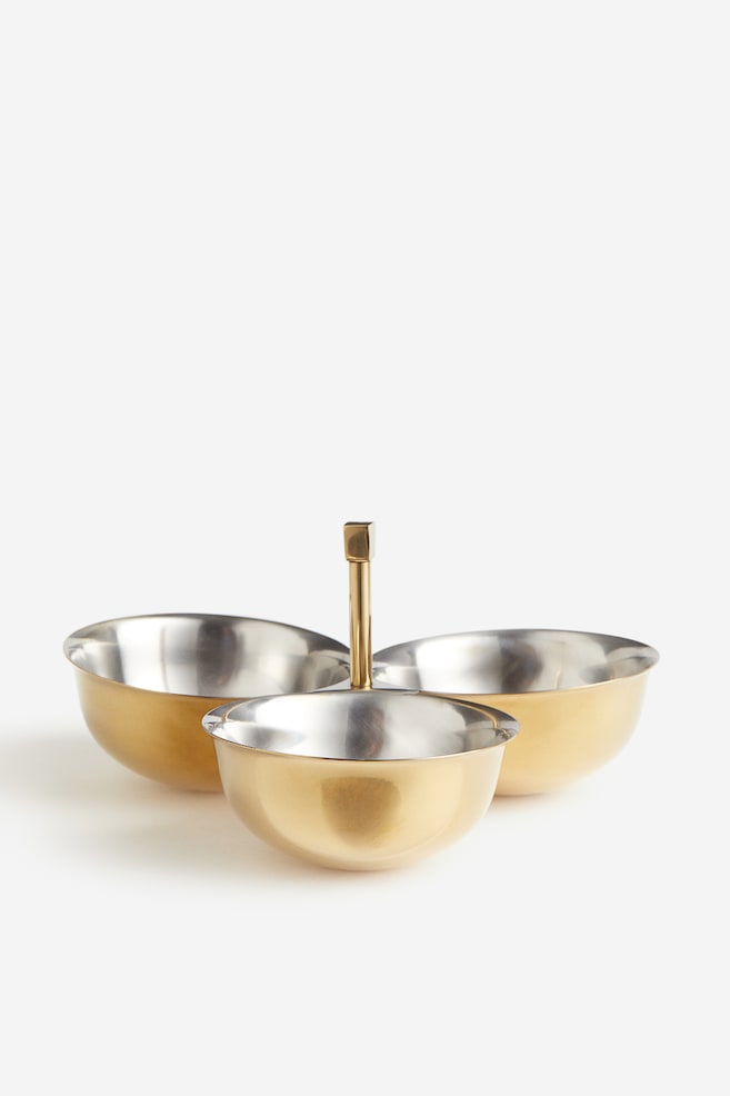Three-sectioned metal bowl - Gold-coloured/Silver-coloured/Silver-coloured - 1