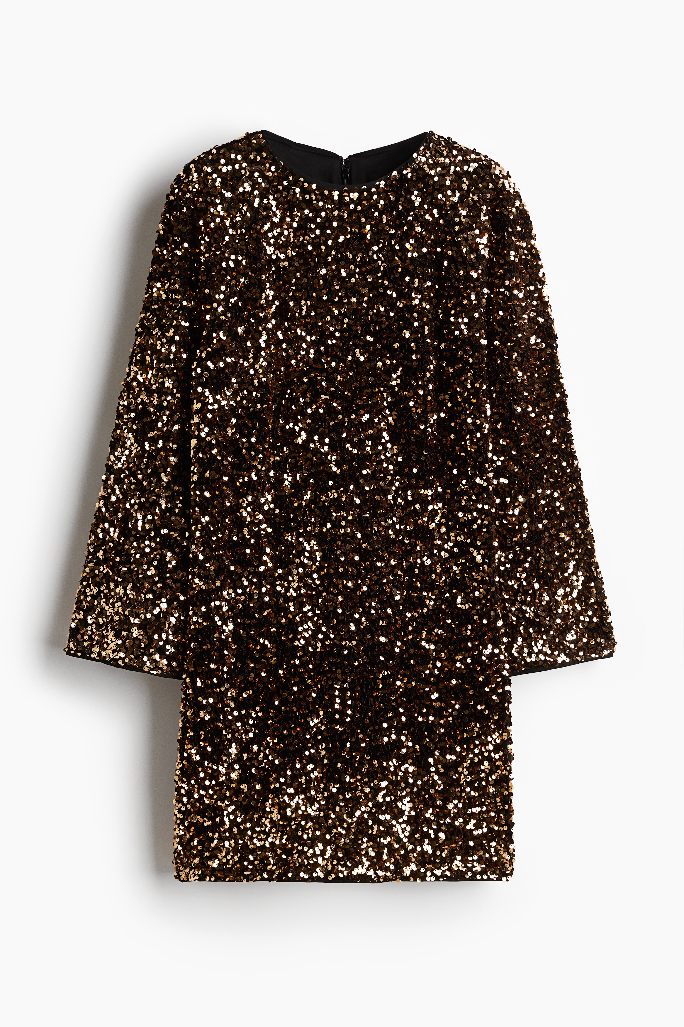 Ladies - Brown/Gold-coloured Sequined A-line dress - Size: 3XL  - H&M