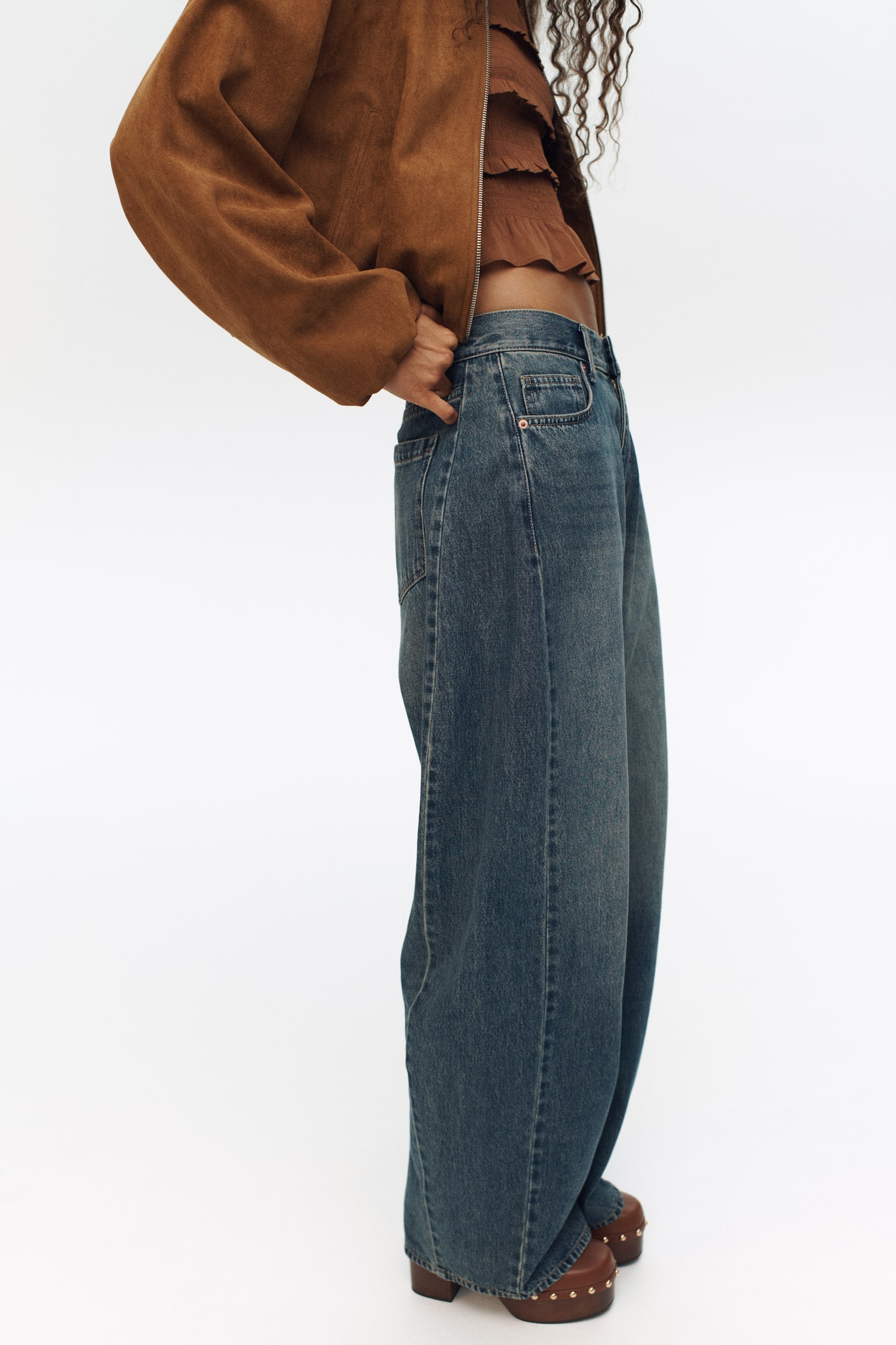 Barrel Regular Waist Jeans - Dunkles Denimblau/Denimblau - 8