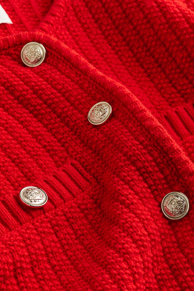 Structured-knit cardigan - Red - 5