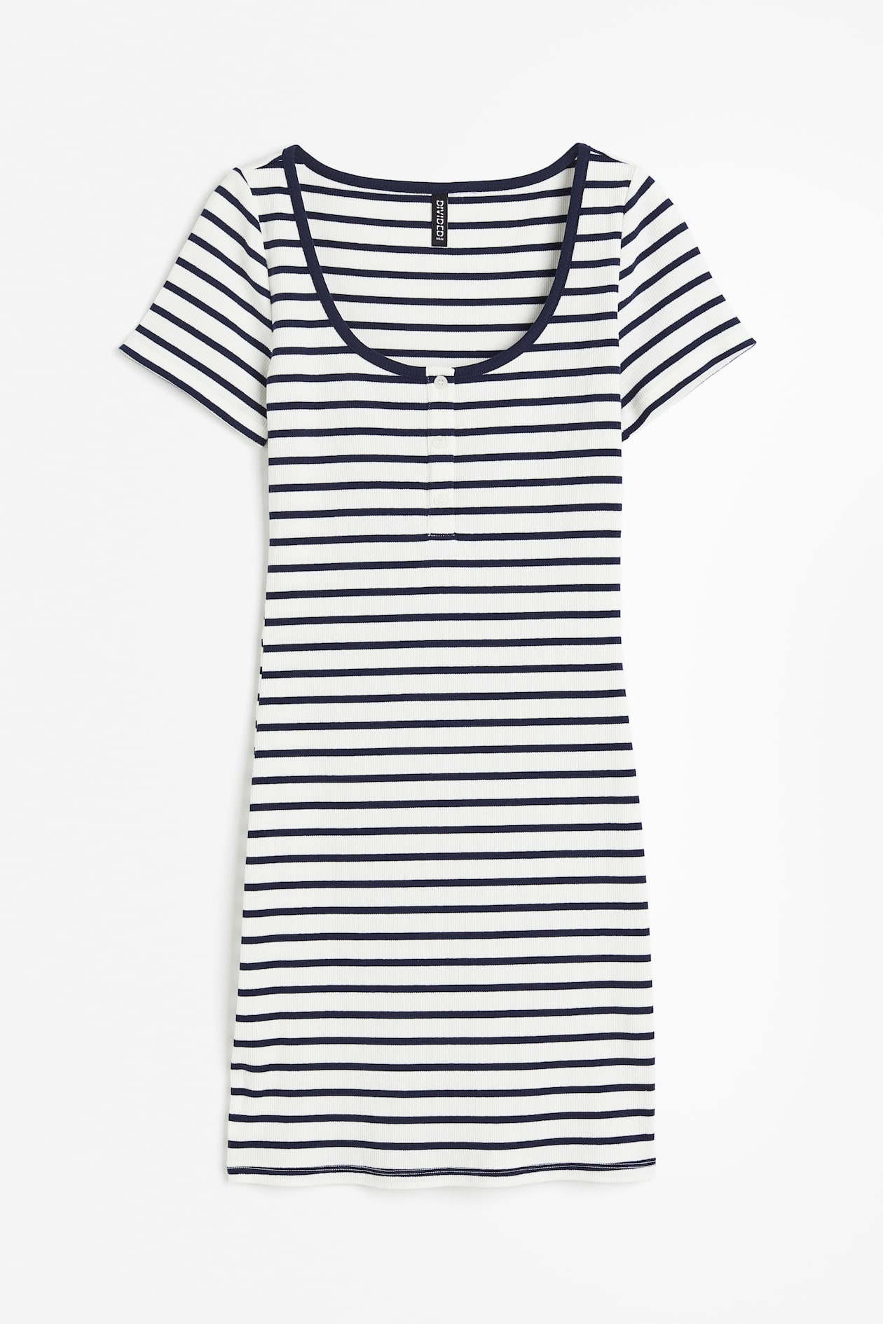 Robe côtelée avec boutons en haut - Blanc/rayé - FEMME | H&M FR