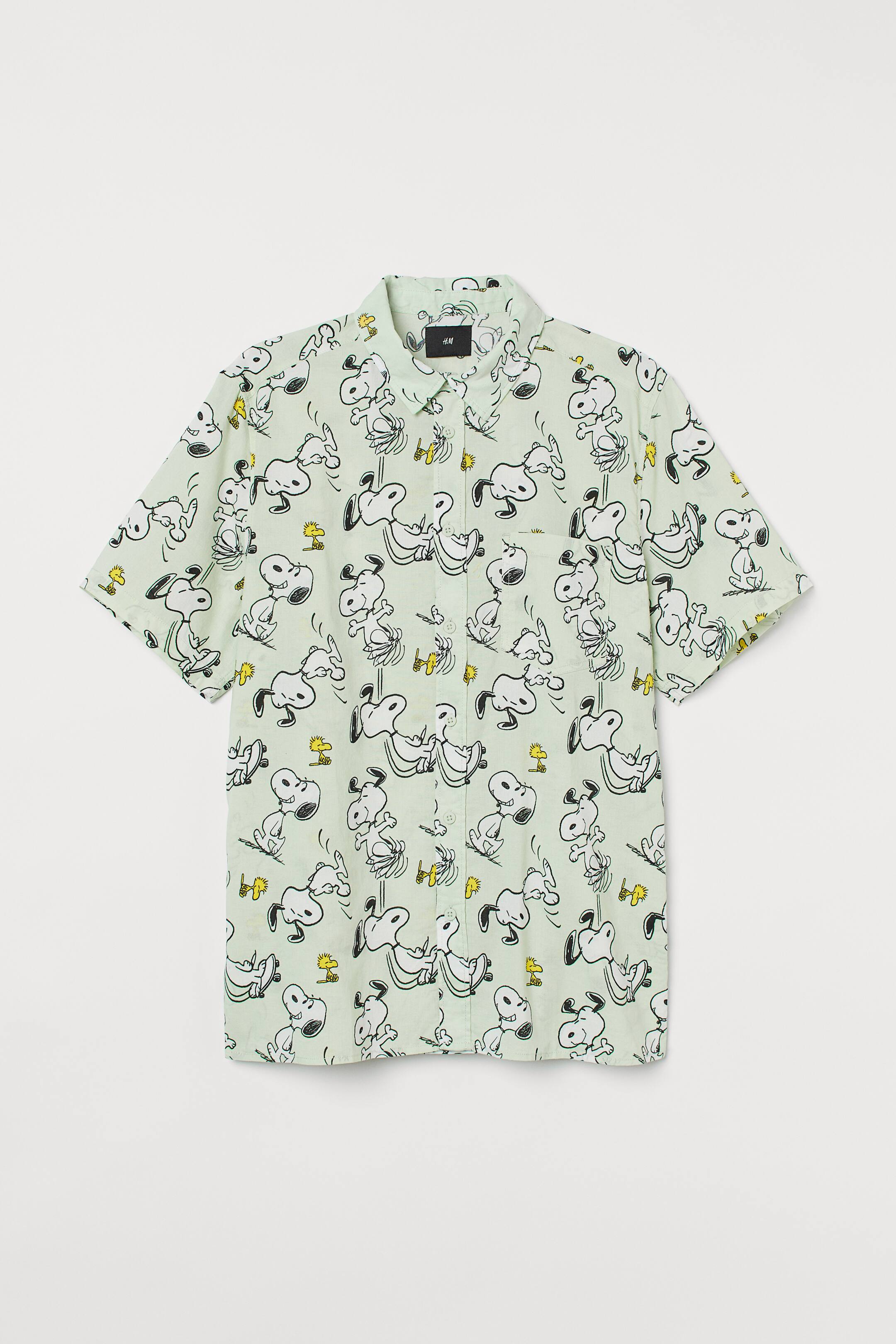 查看大圖: 標準剪裁短袖襯衫 - 淺綠色/史奴比 - Men | H&M 1