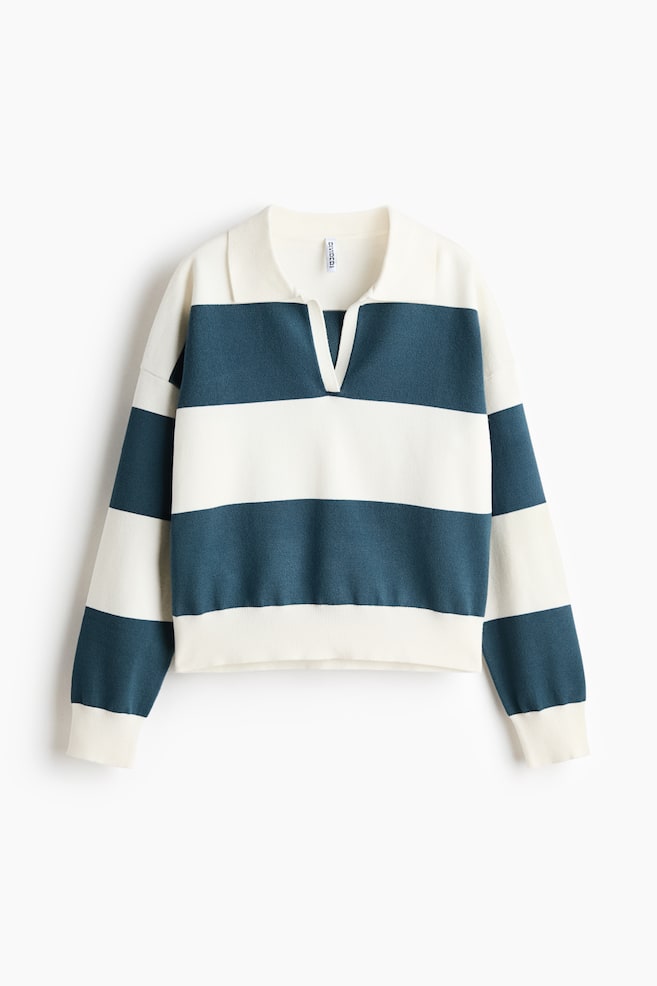 Polo en punto fino - Turquesa oscuro/Rayas crema/Azul claro/Rayas/Gris claro jaspeado/Rayas - 1