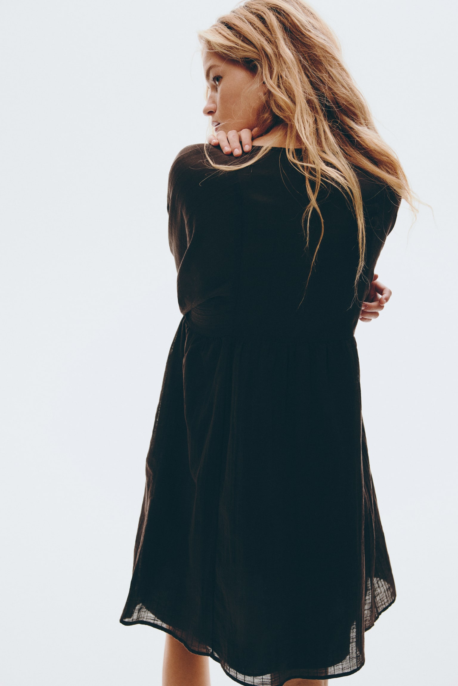 Embroidered tunic dress - Dark grey/Flowers/Dark brown/Flowers - 5